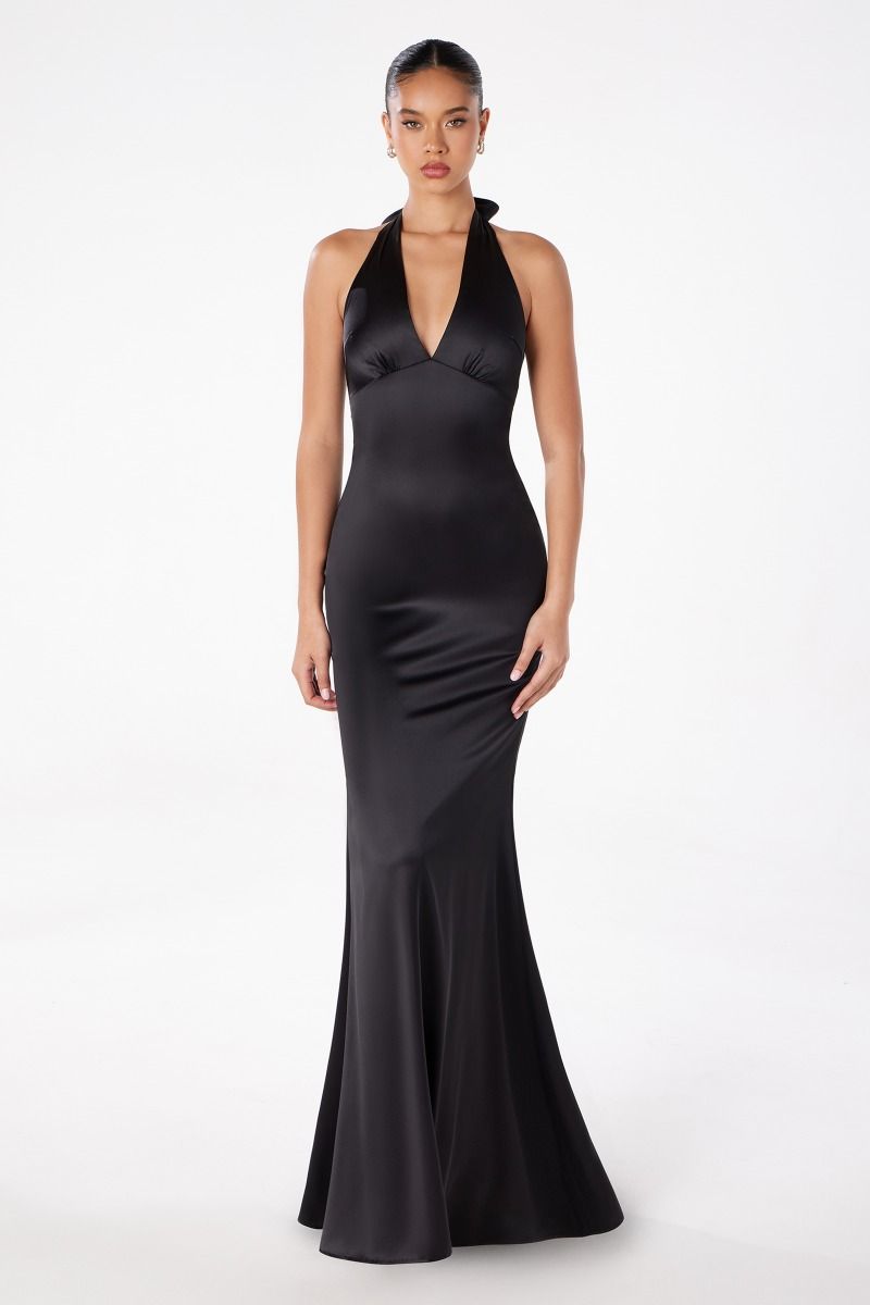 Ladivine T2001 - Halter Empire Satin Prom Dress