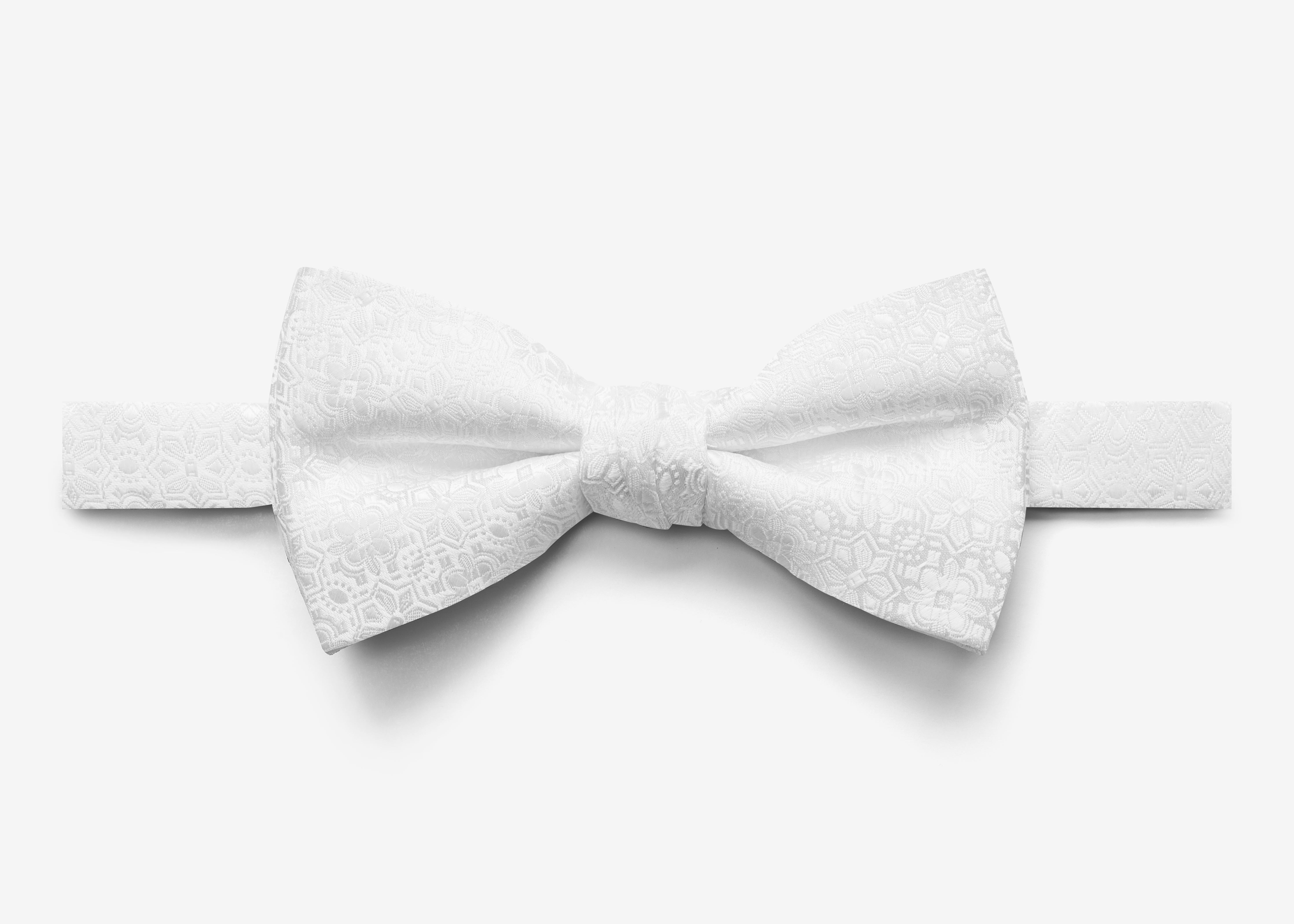 White Diamond Floral Bow Tie