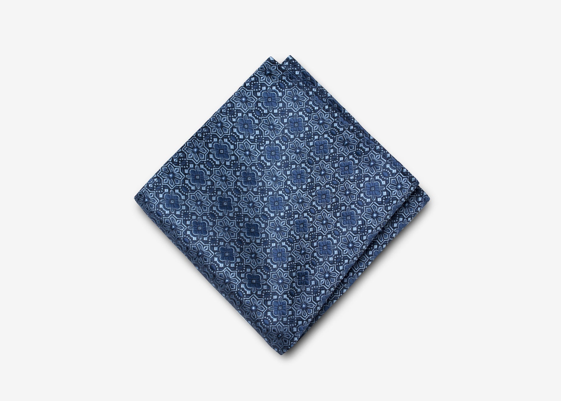 Navy Diamond Floral Pocket Square