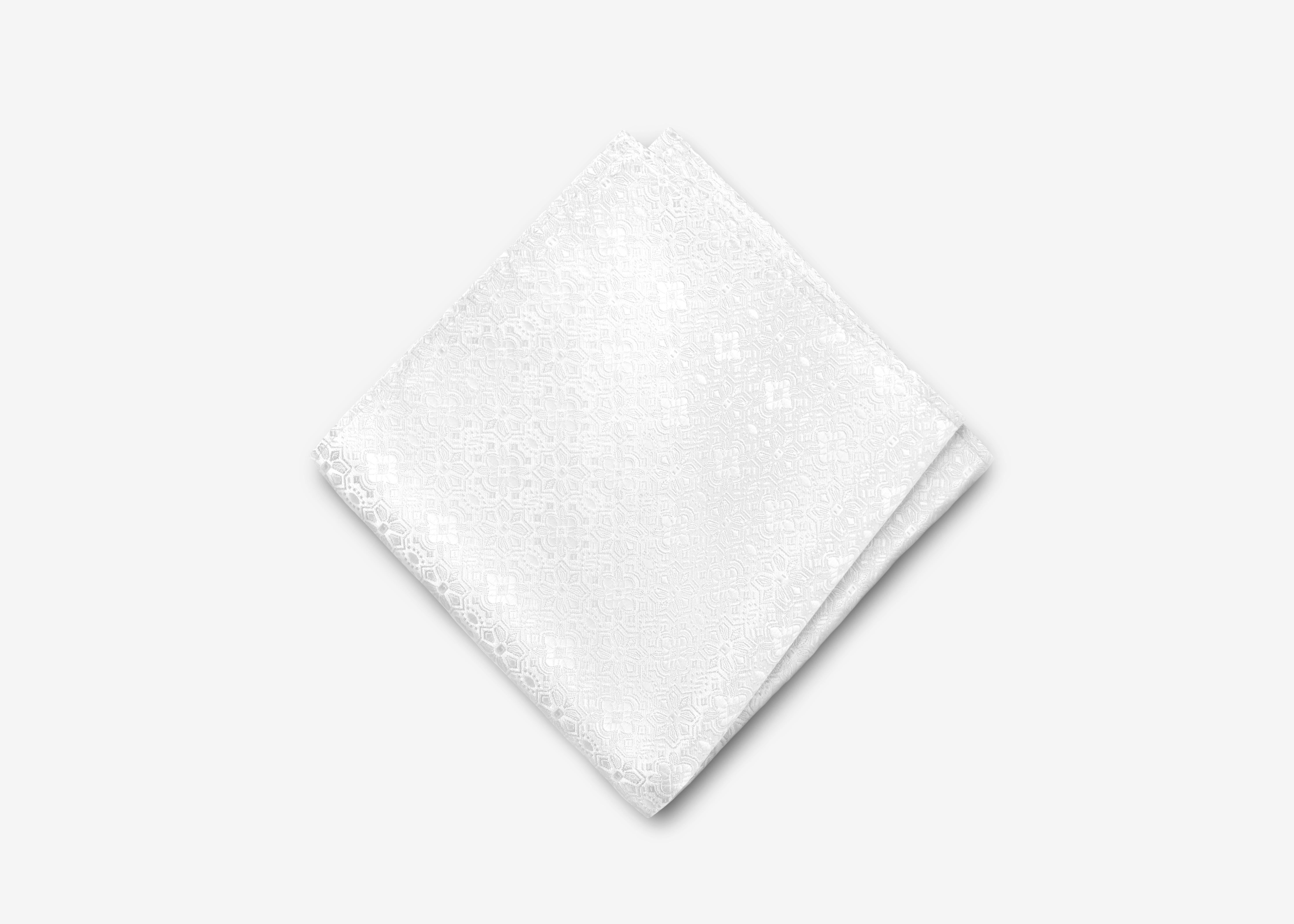 White Diamond Floral Pocket Square