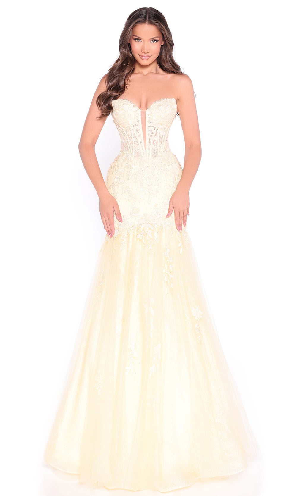 Amarra 89319 - Plunging Sweetheart Lace Fit and Flare Gown