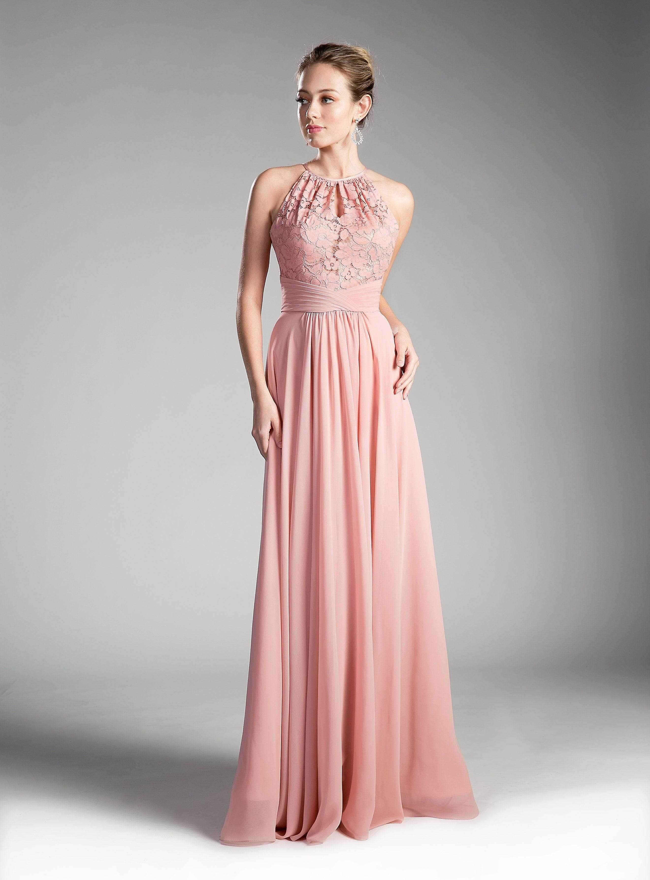 Ladivine CJ228 - CJ228 High Halter Lace Bodice Evening Gown