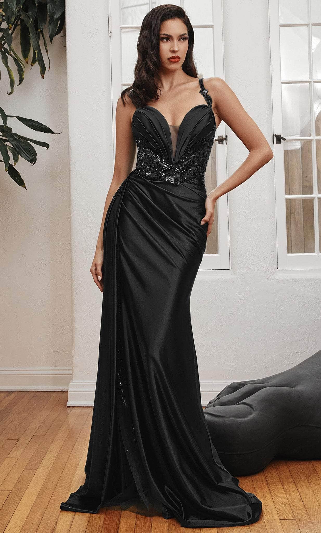 Cinderella Divine CDS417 - Pleated Plunging Sweetheart Prom Dress