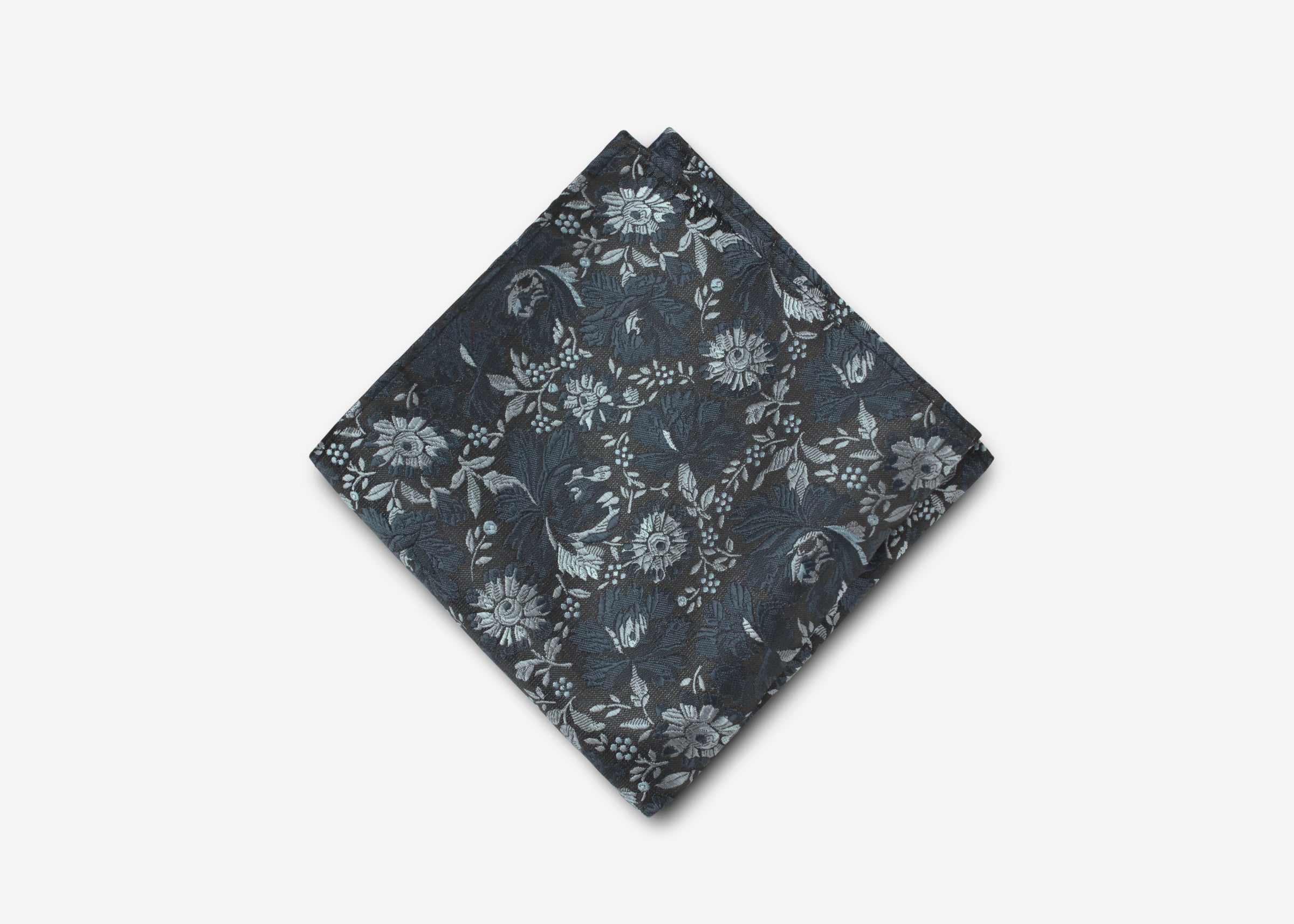 Mid Gray Floral Pocket Square