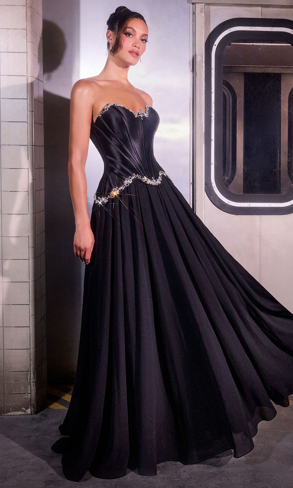 Ladivine CD668 - Strapless Corset Gown with Beaded Accent