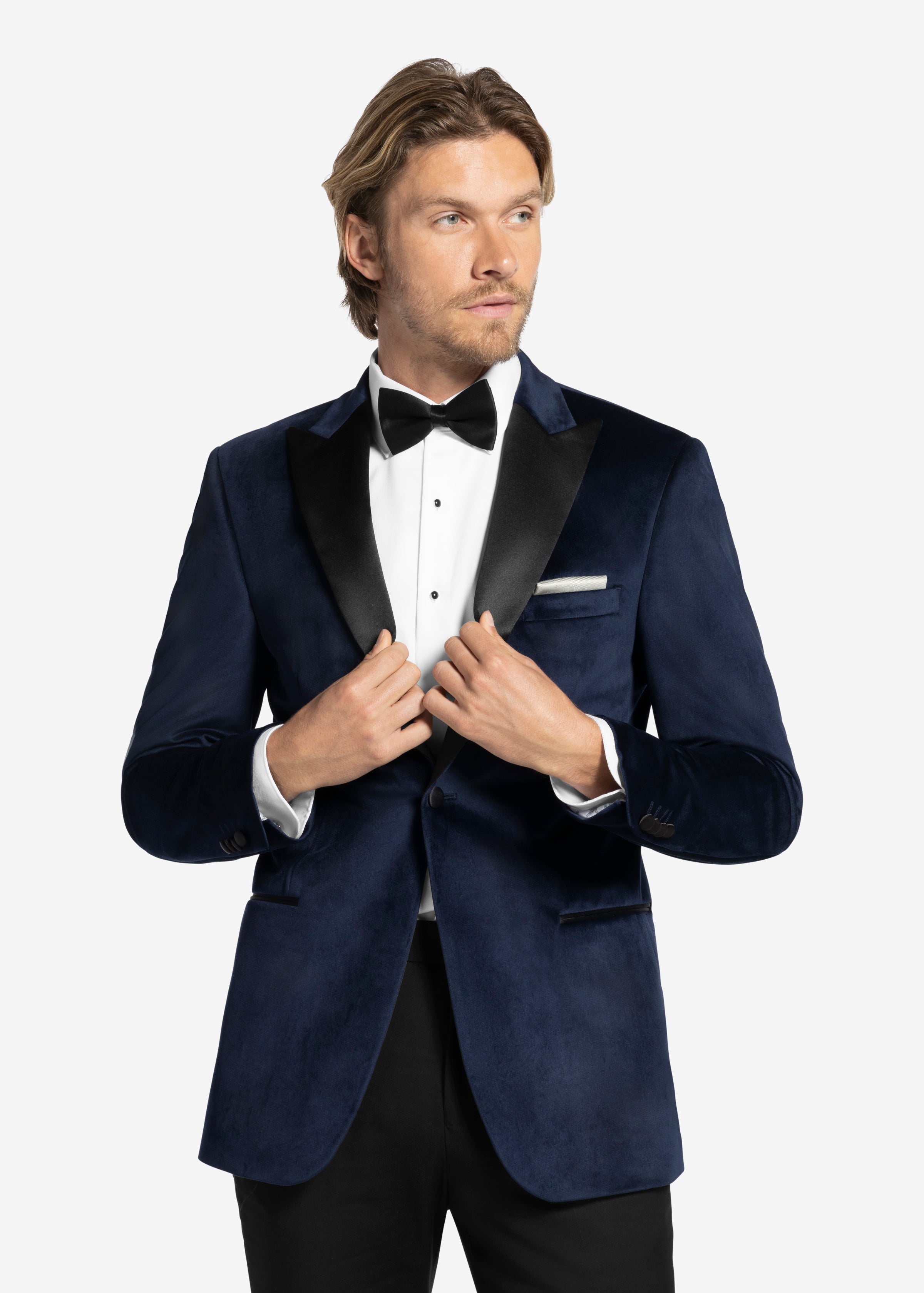 Navy Peak Velvet Tuxedo Jacket