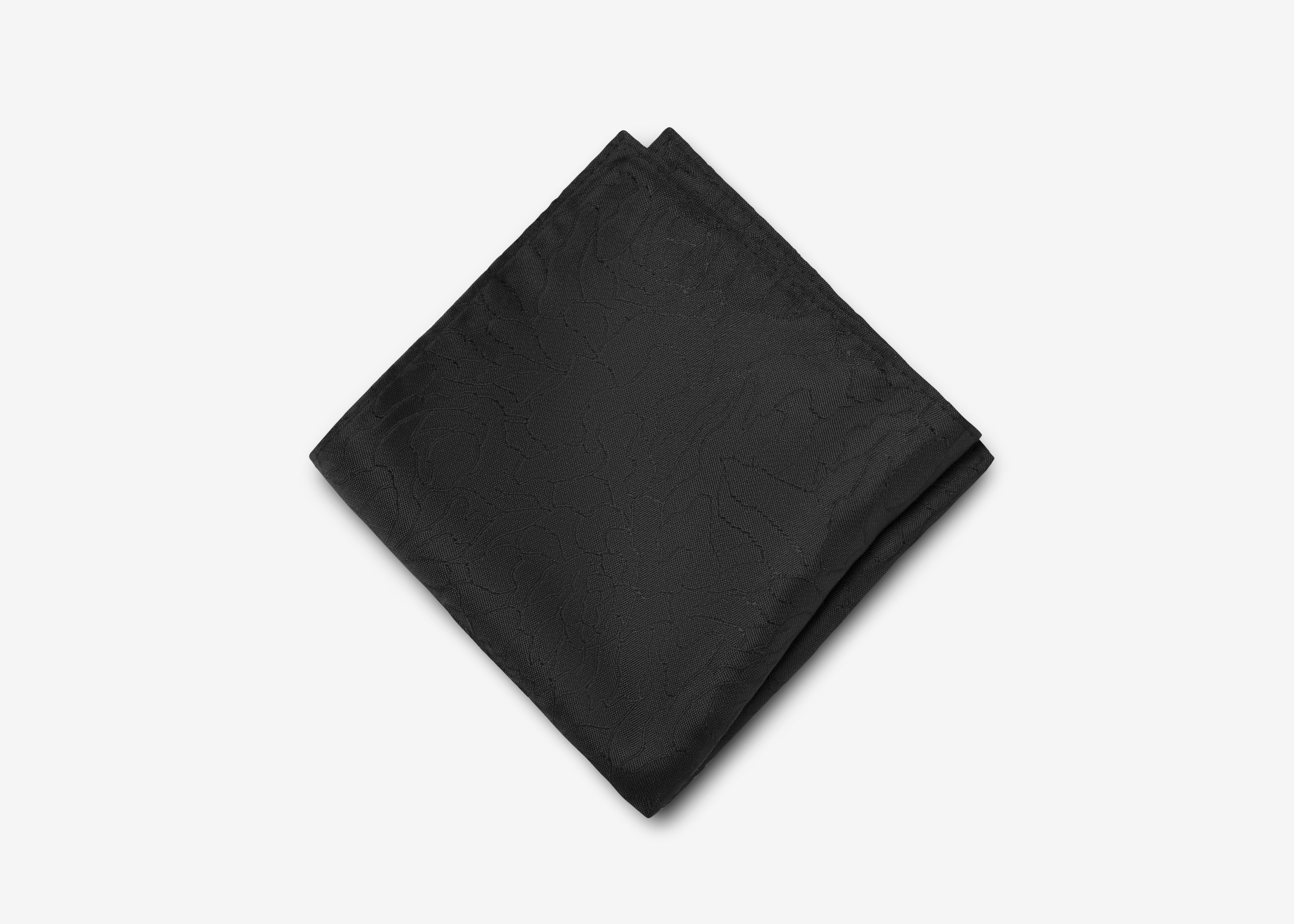 Black Wavy Floral Pocket Square