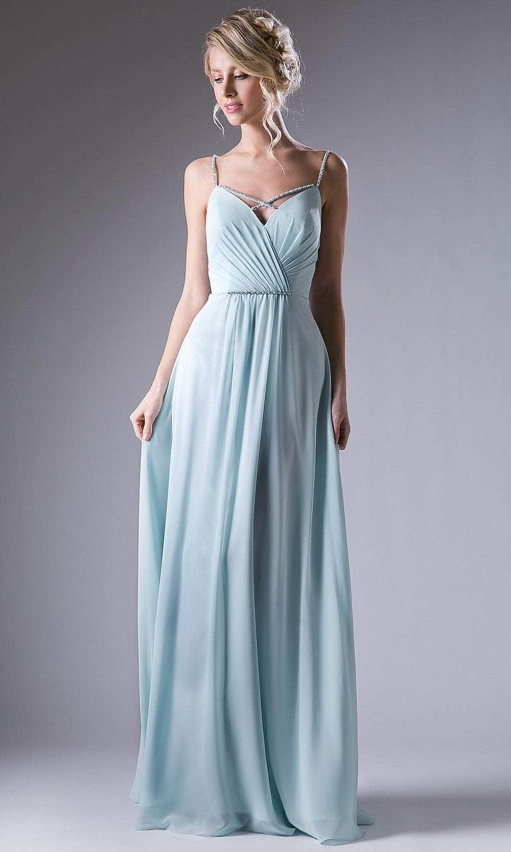 Cinderella Divine 1010 - Crisscross Neck Ruch Bod Chiffon Gown