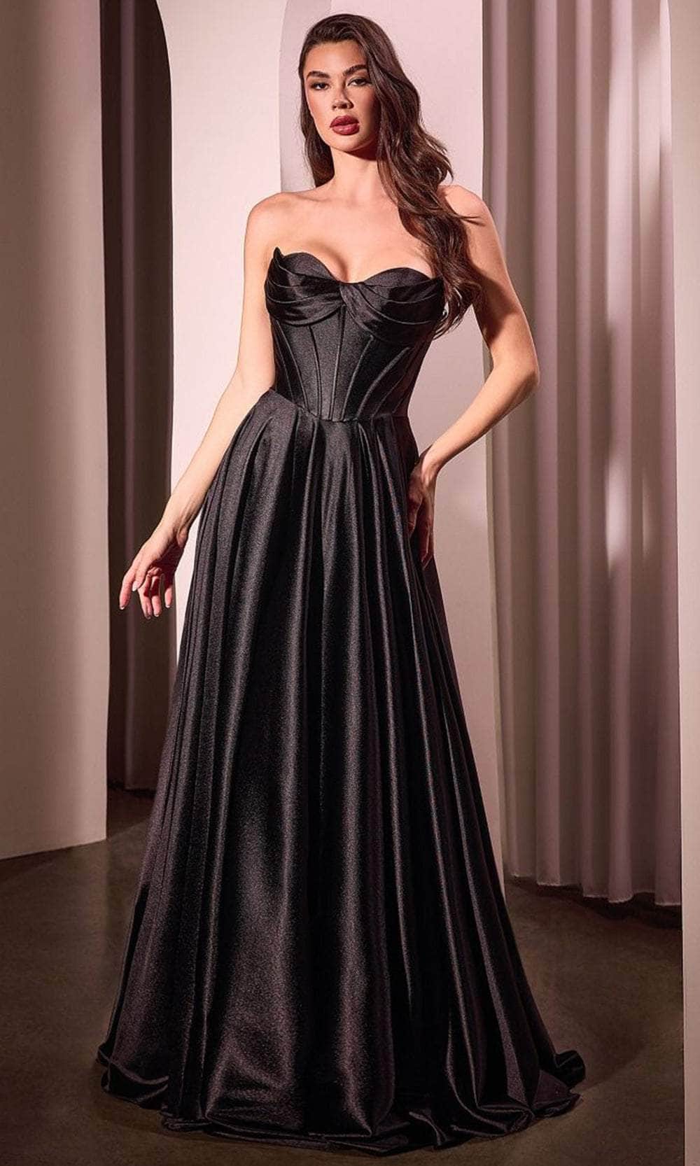 Ladivine CD378 - Strapless High Slit Long Gown