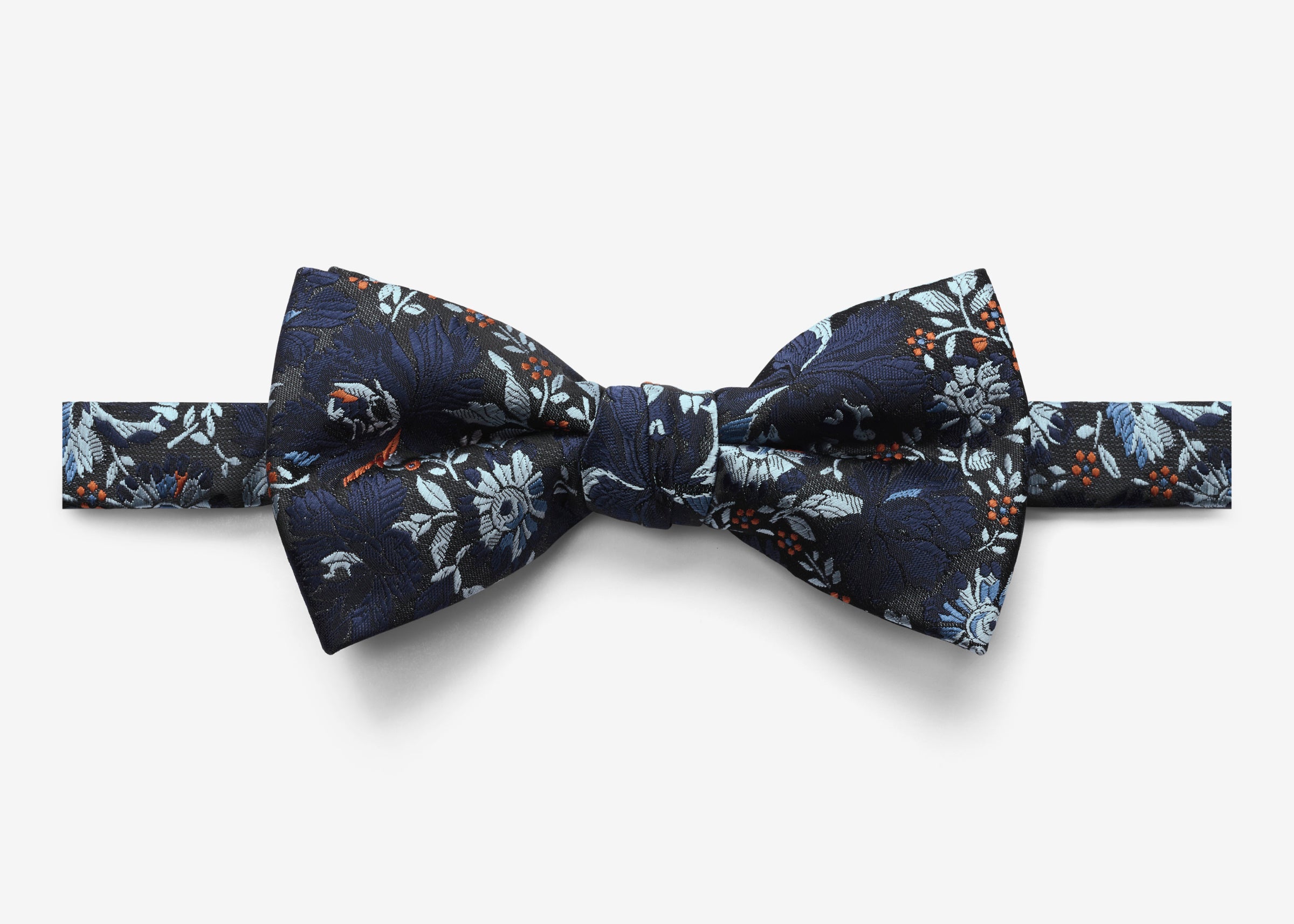 Blue Gray Floral Bow Tie