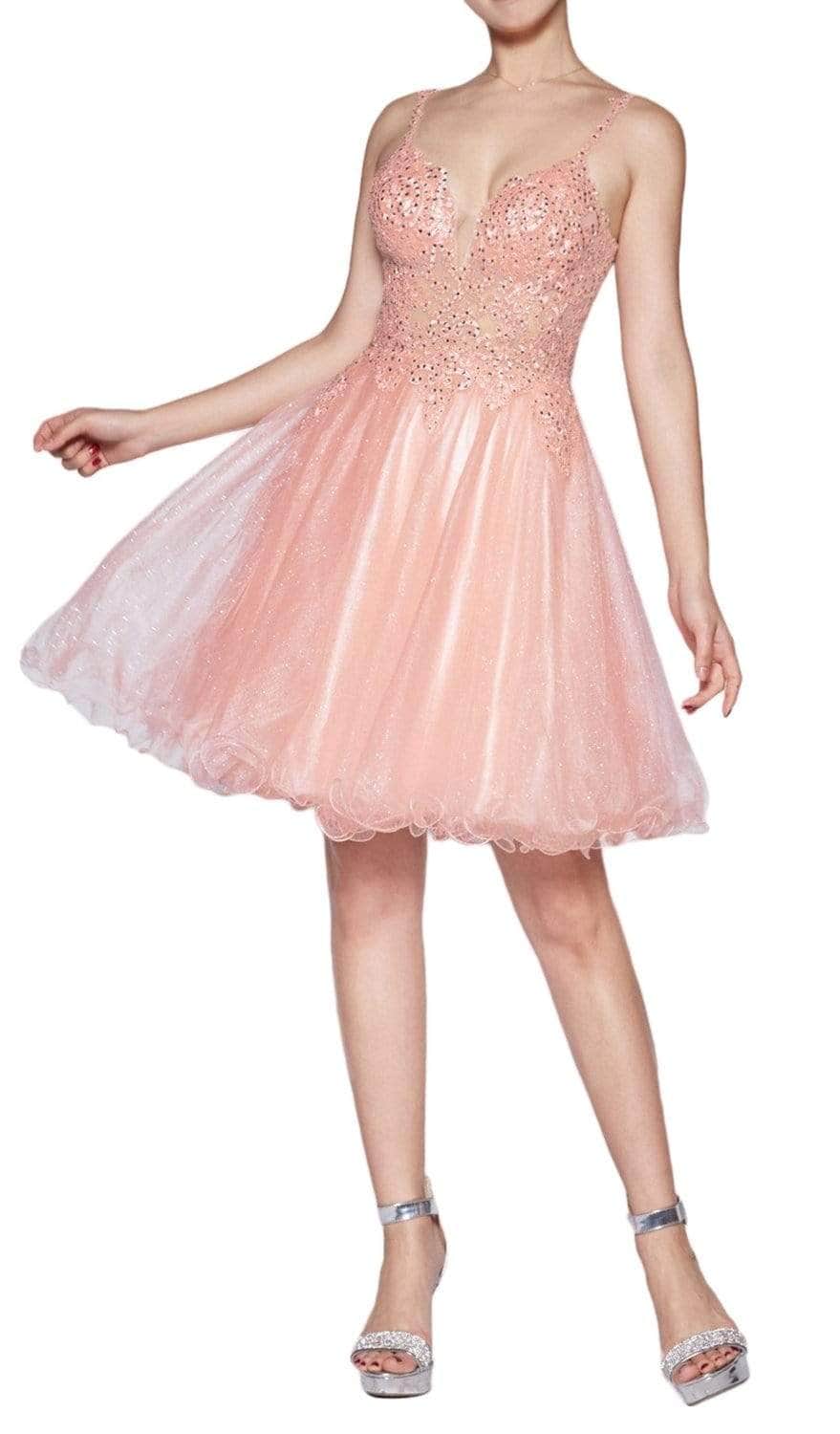 Ladivine CD0137 - Glitter Tulle with Jeweled Lace Homecoming Dress