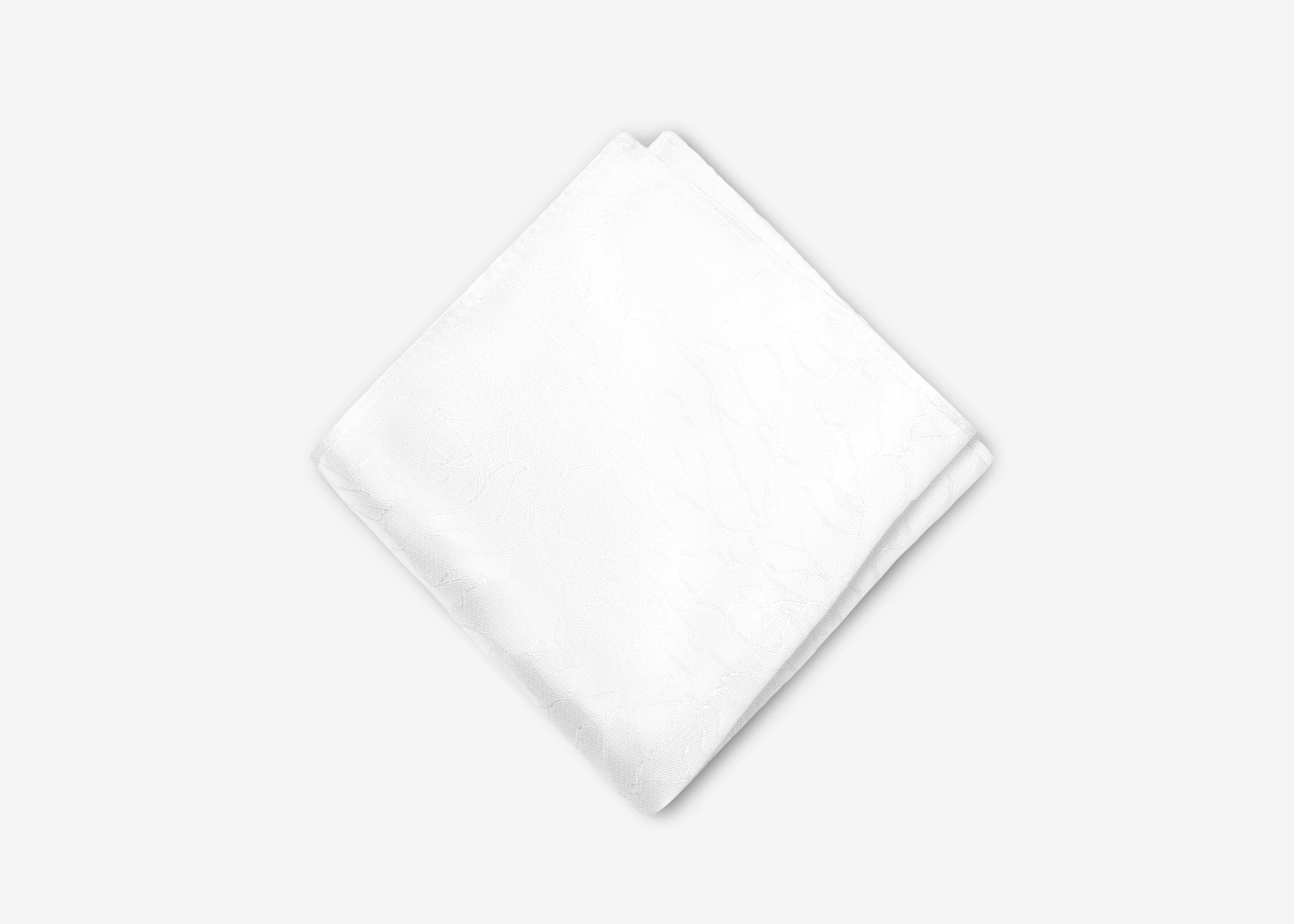 White Wavy Floral Pocket Square