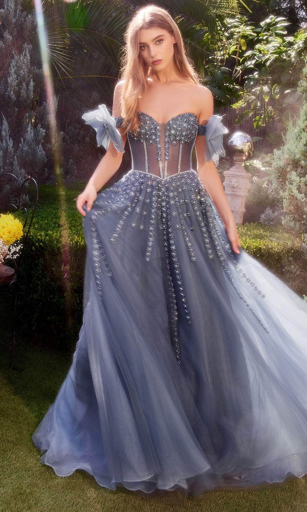 Andrea and Leo A1338 - Bow Sleeve Embellished Gown
