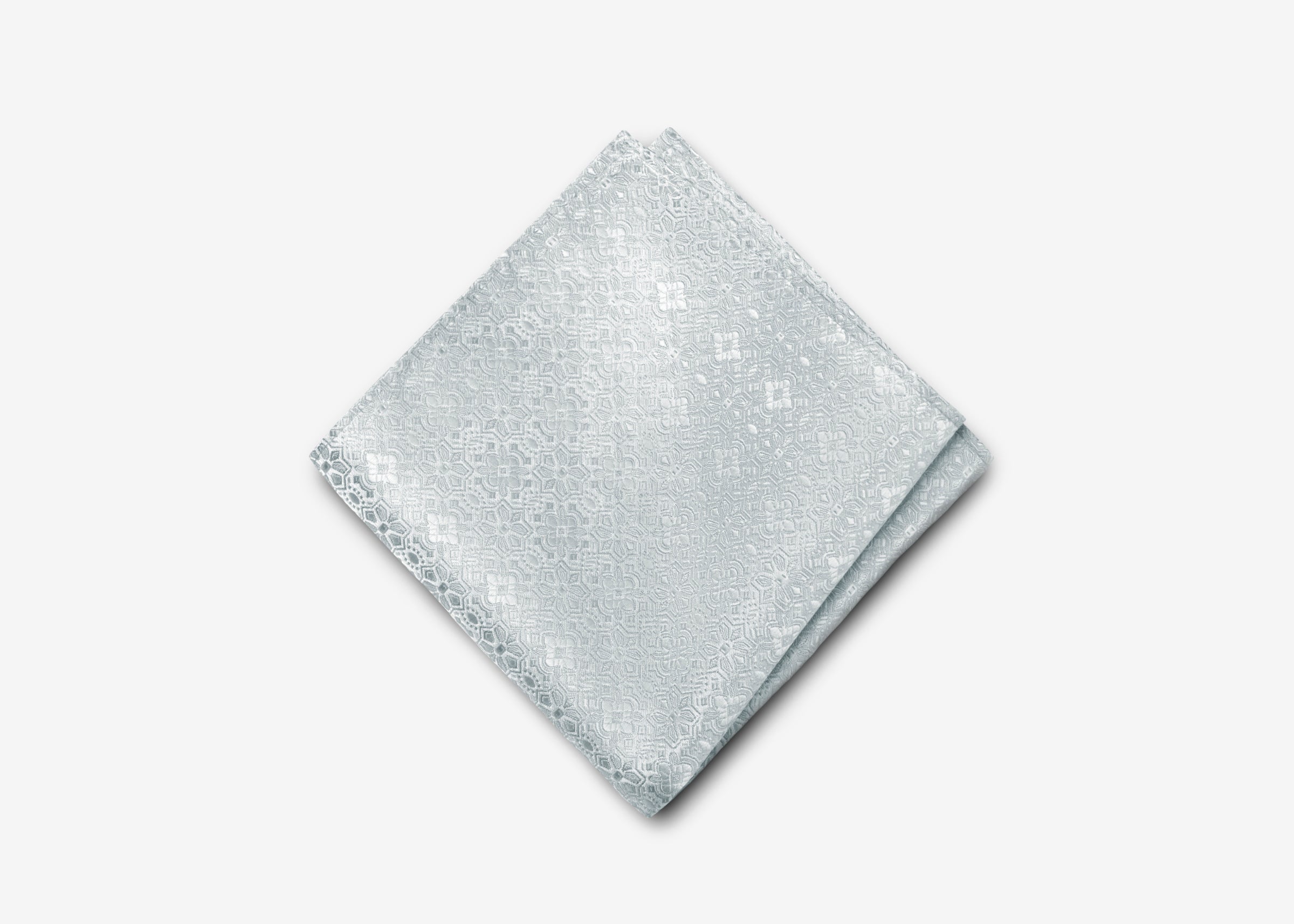 Silver Diamond Floral Pocket Square