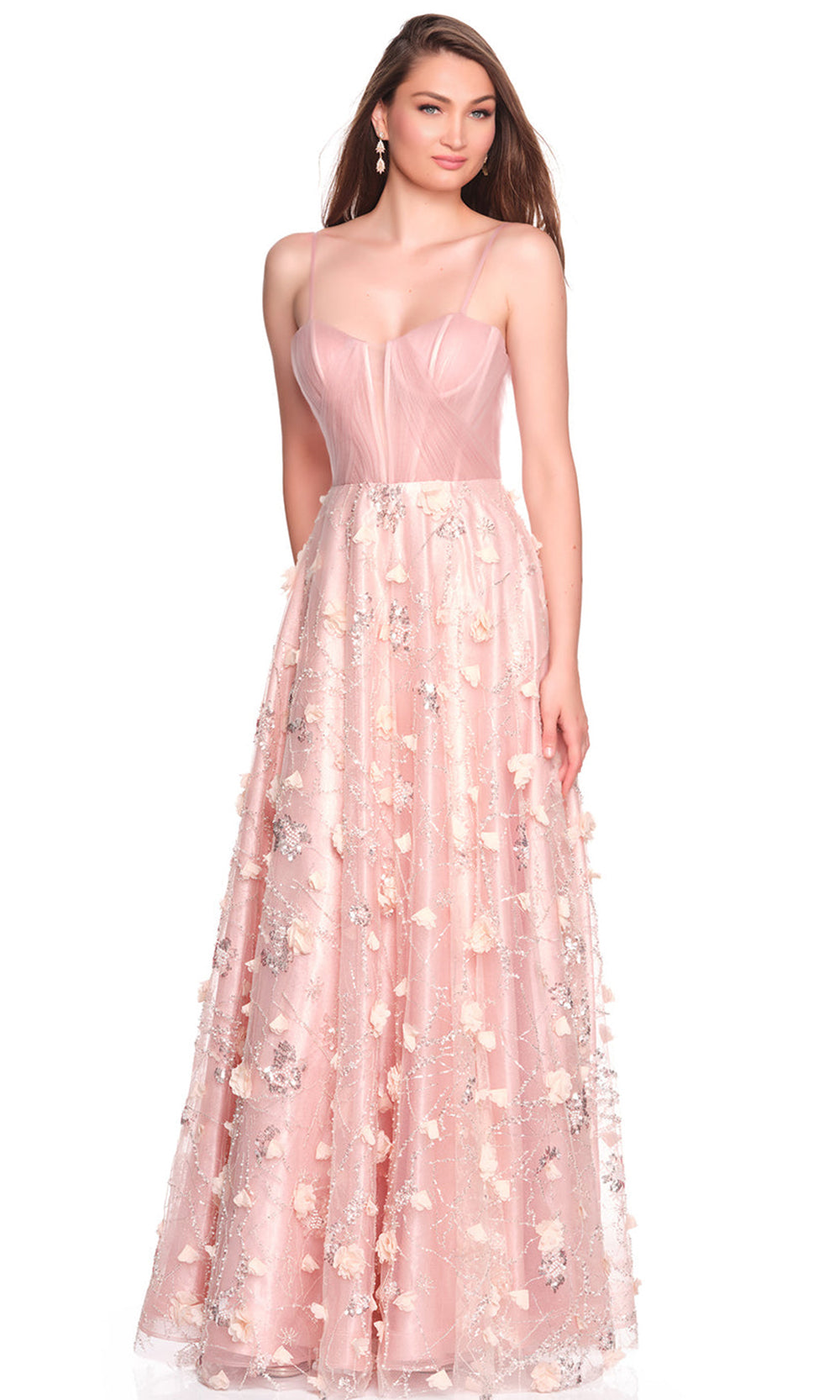 Dave & Johnny 12700 - 3D Floral Embellished A-Line Gown