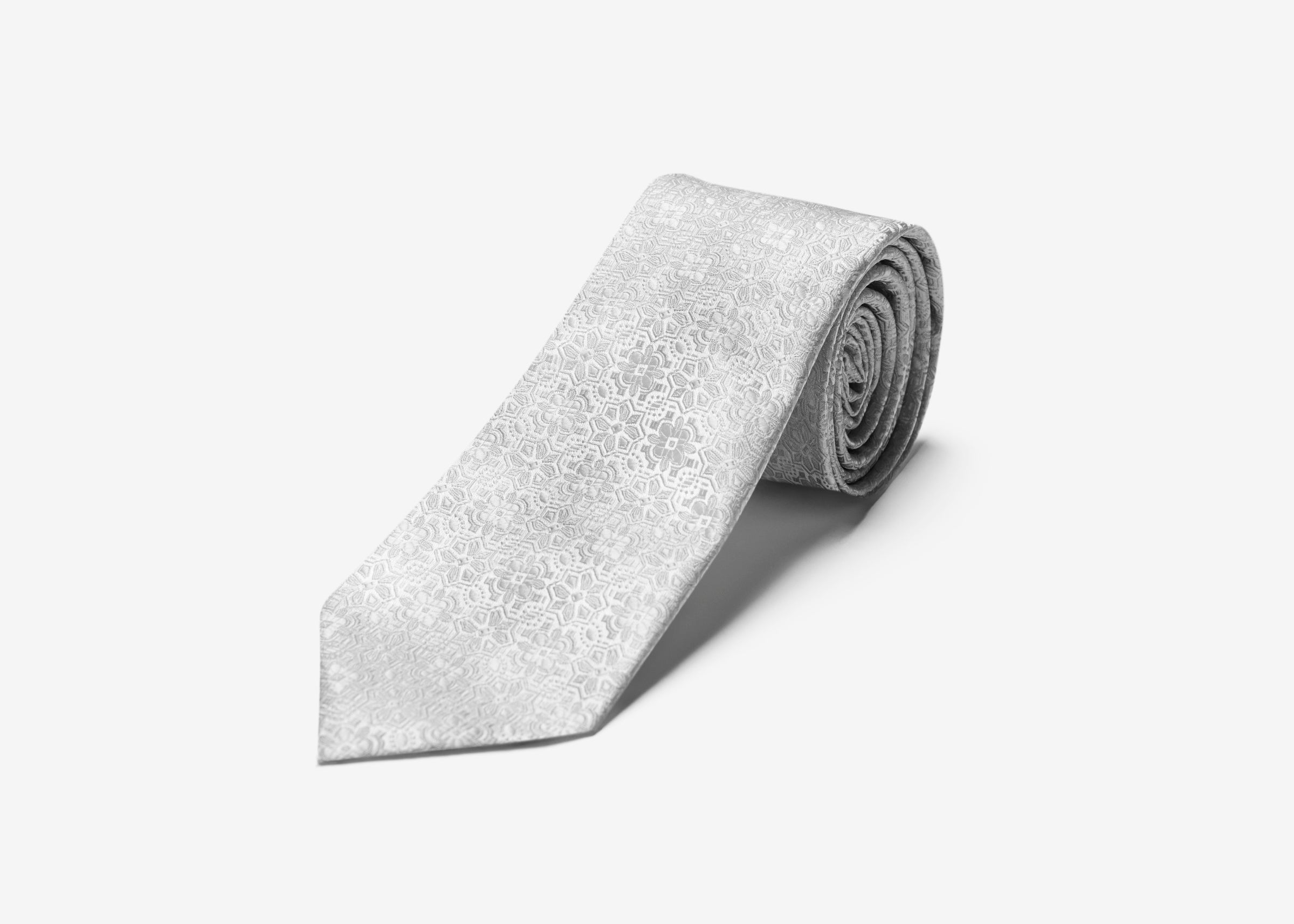 Silver Diamond Floral Long Tie
