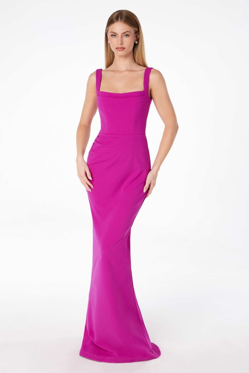 Ladivine T3000 - Crepe Sleeveless Sheath Long Dress