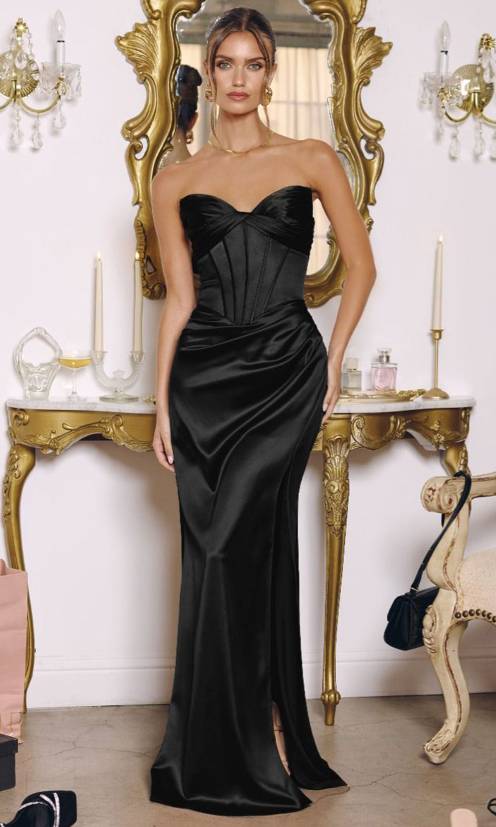 Amoris by Ladivine T611 - Sweetheart Draped Bodice Evening Gown