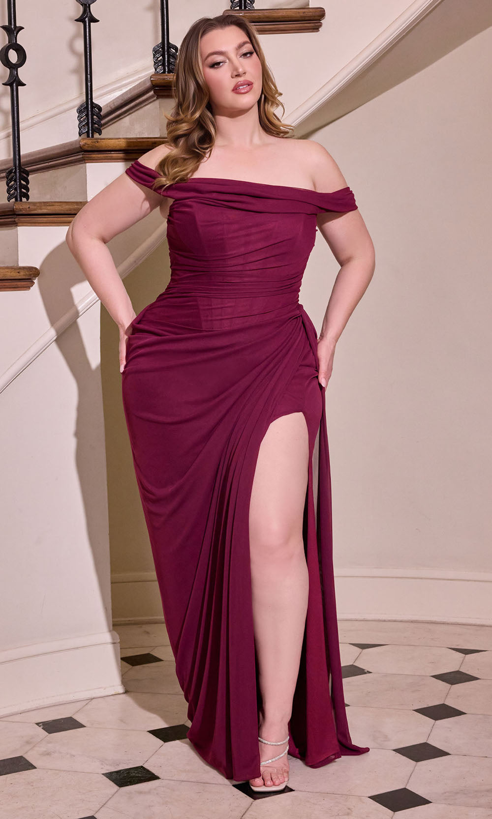 Draped High Slit Gown