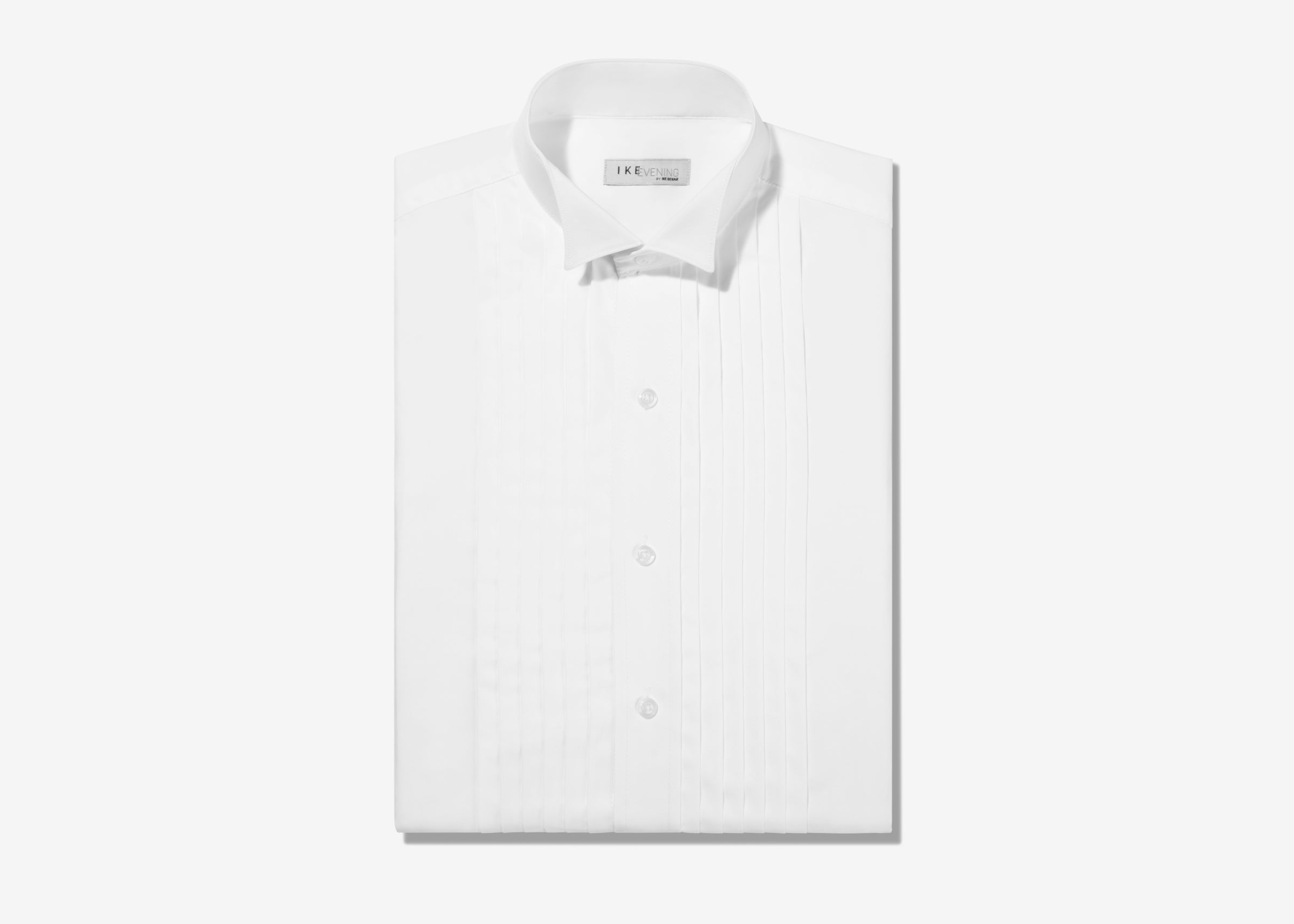 White Wing Tip Pleated Shirt Large