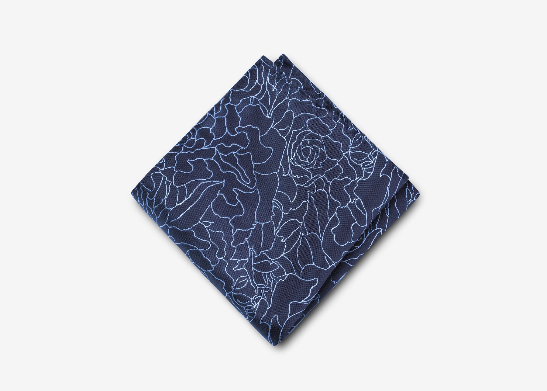Navy Wavy Floral Pocket Square