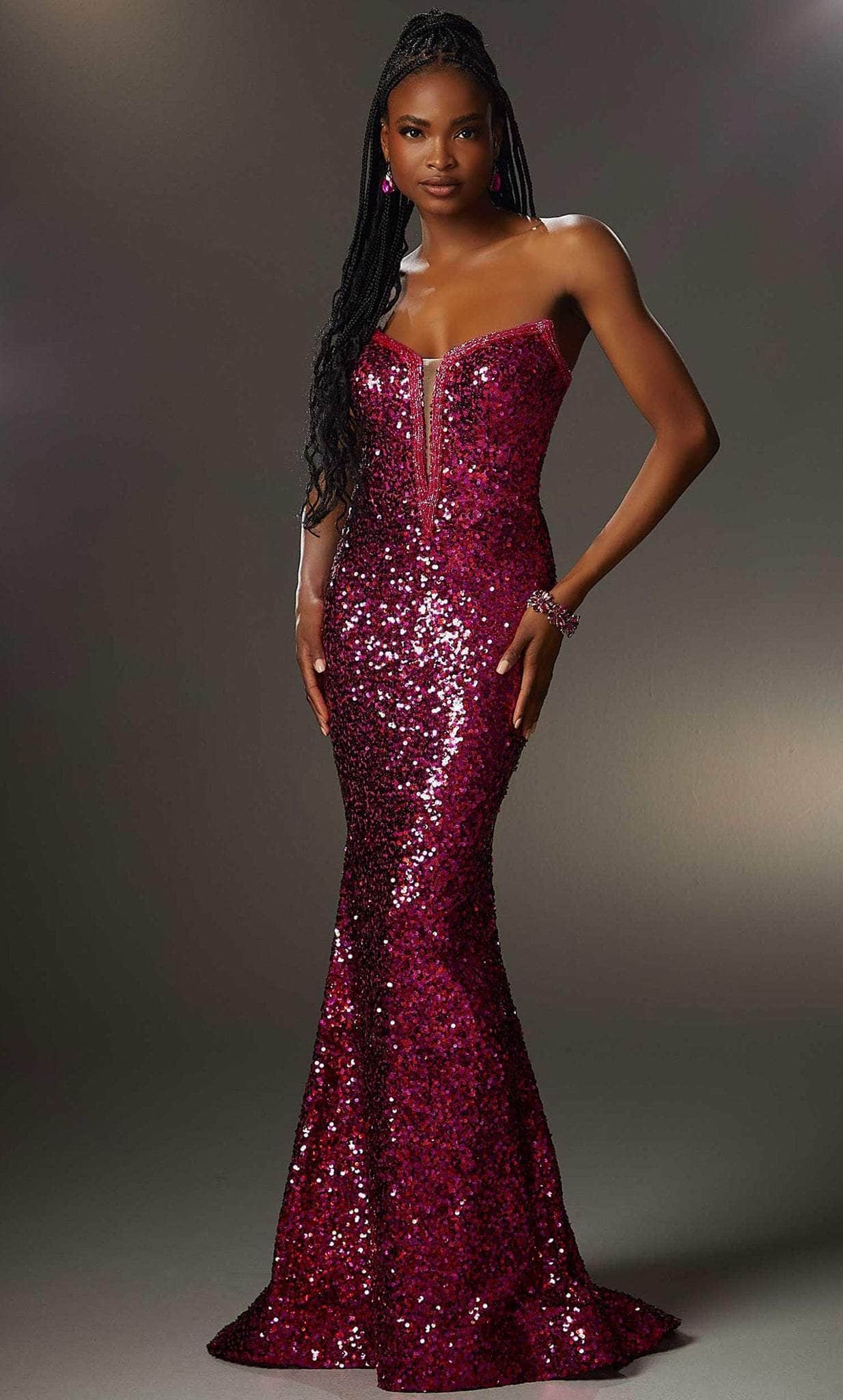 Mori Lee 48004 - Sequined Strapless Gown