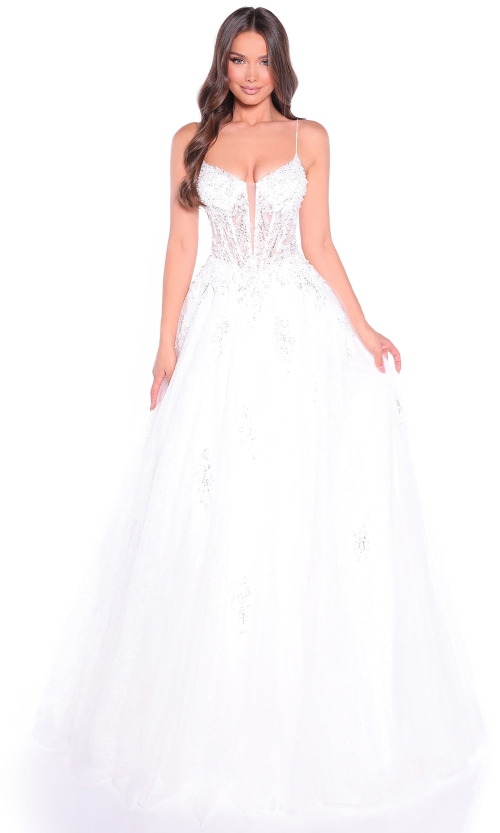 Amarra 89425 - Sleeveless V-Neck Glitter Tulle Ballgown