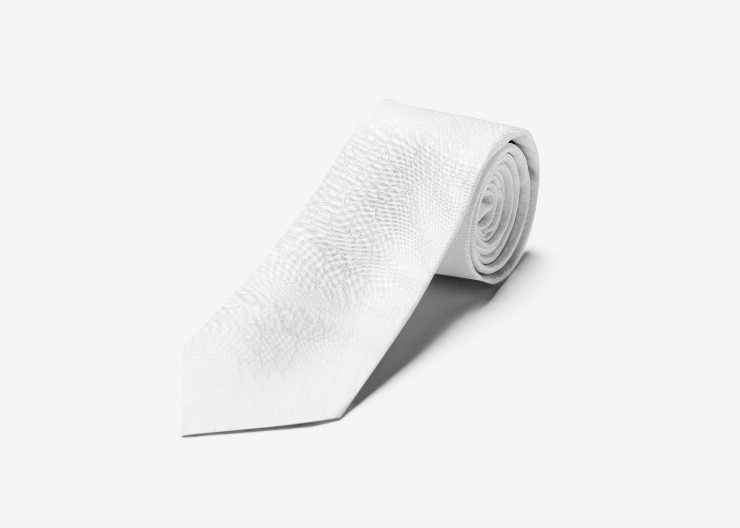 White Wavy Floral Long Tie