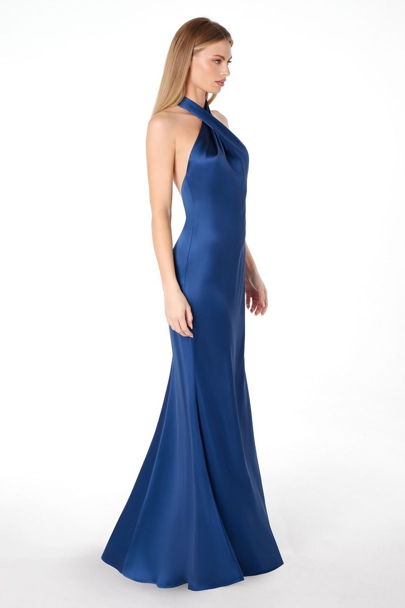 Ladivine T2005 - Cross Halter Satin Prom Dress