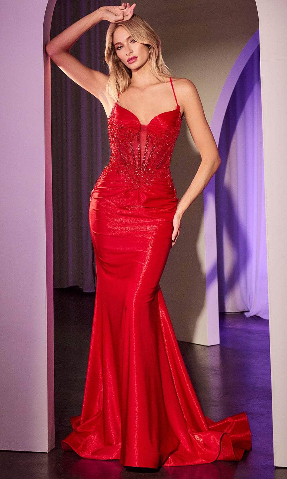 Ladivine CM372 - Sleeveless Lace-Up Back Prom Gown