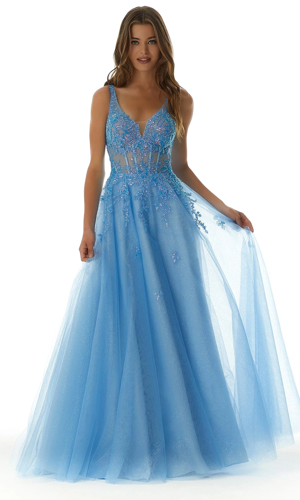 Mori Lee 49325 - Sequin Lace Applique Tulle A-Line Gown