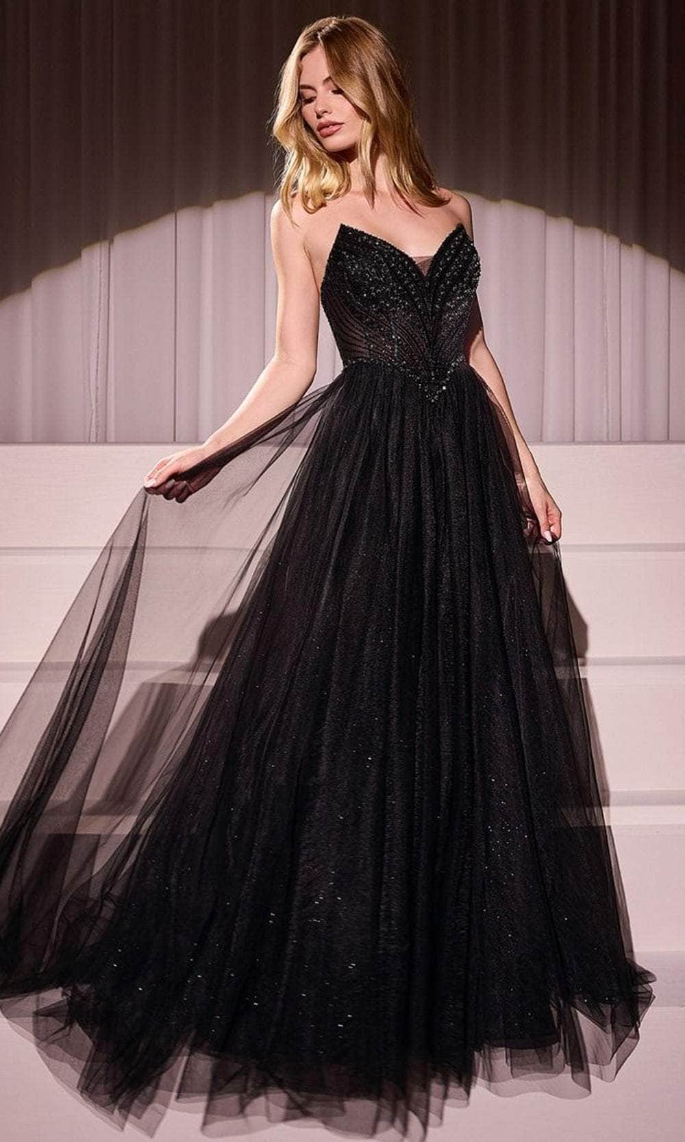 Ladivine CC415 - Embellished V-Neck Long Gown
