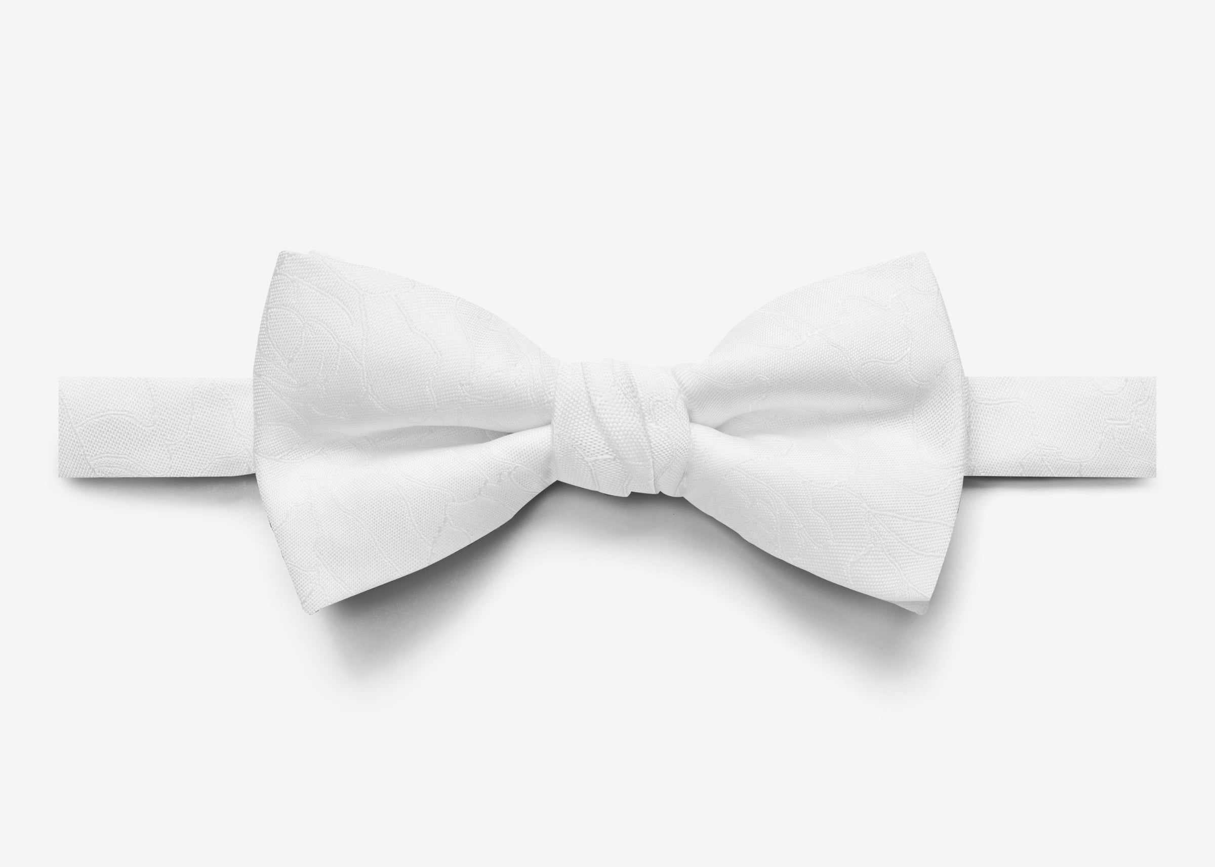 White Wavy Floral Bow Tie