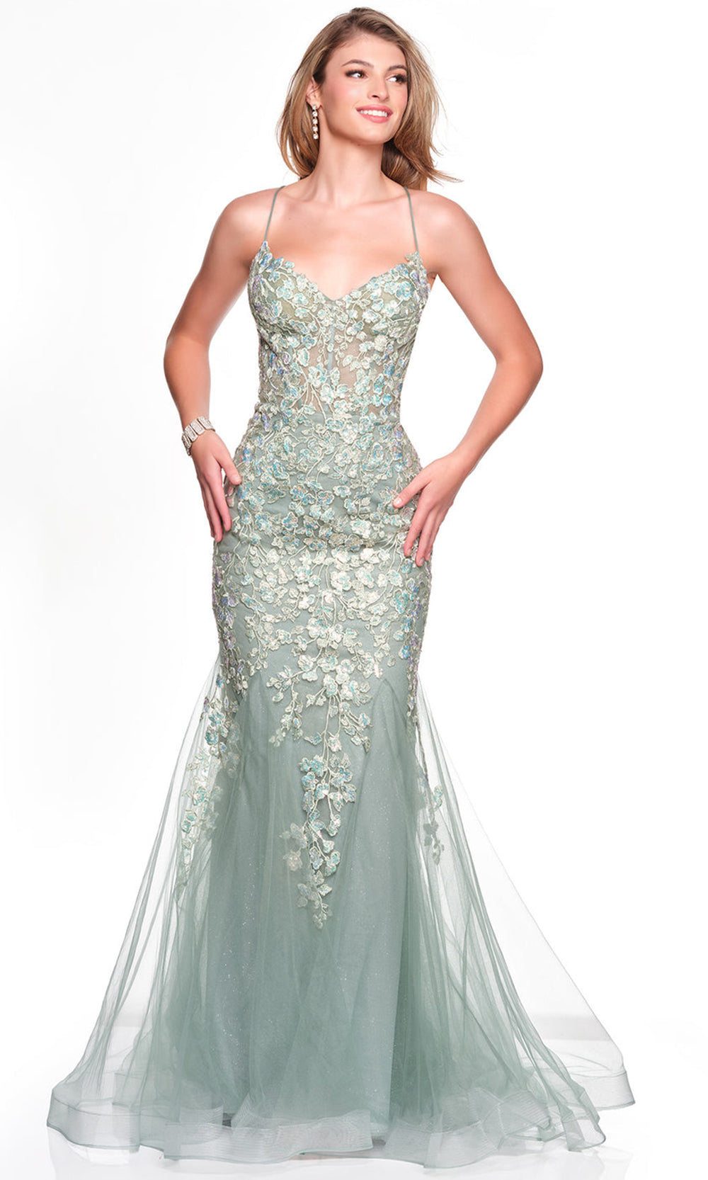 Dave & Johnny 12924 - Sweetheart Embroidered Fit and Flare Dress