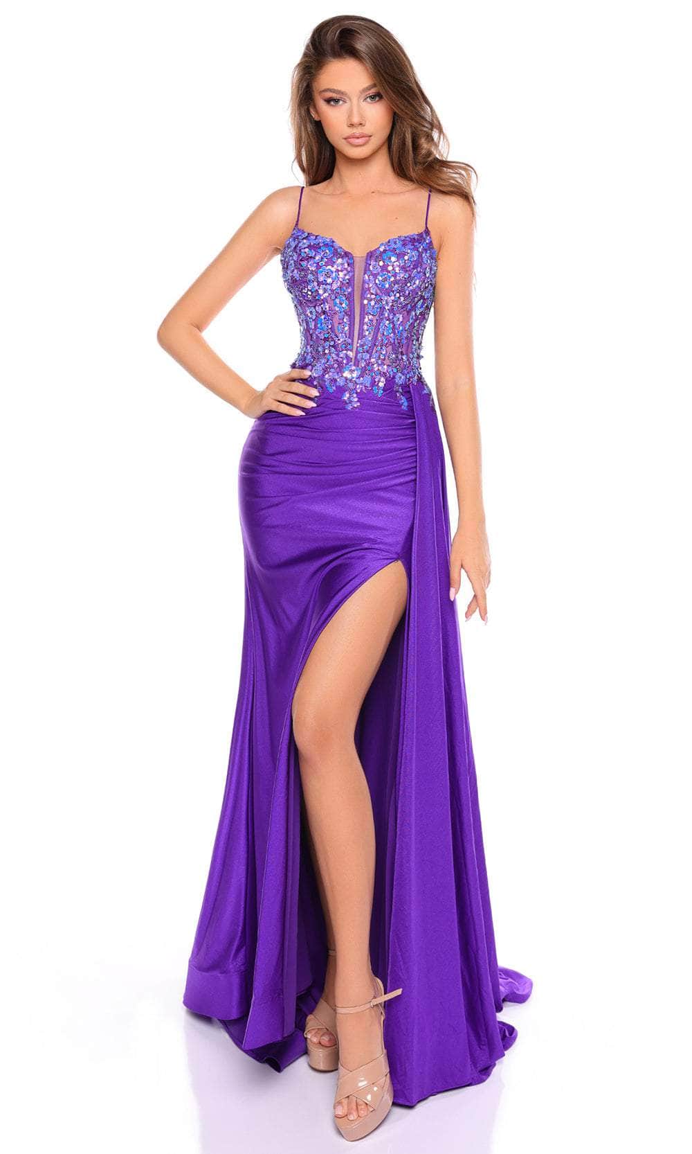 Amarra 88114 - Embellished Plunging Neck Prom Gown