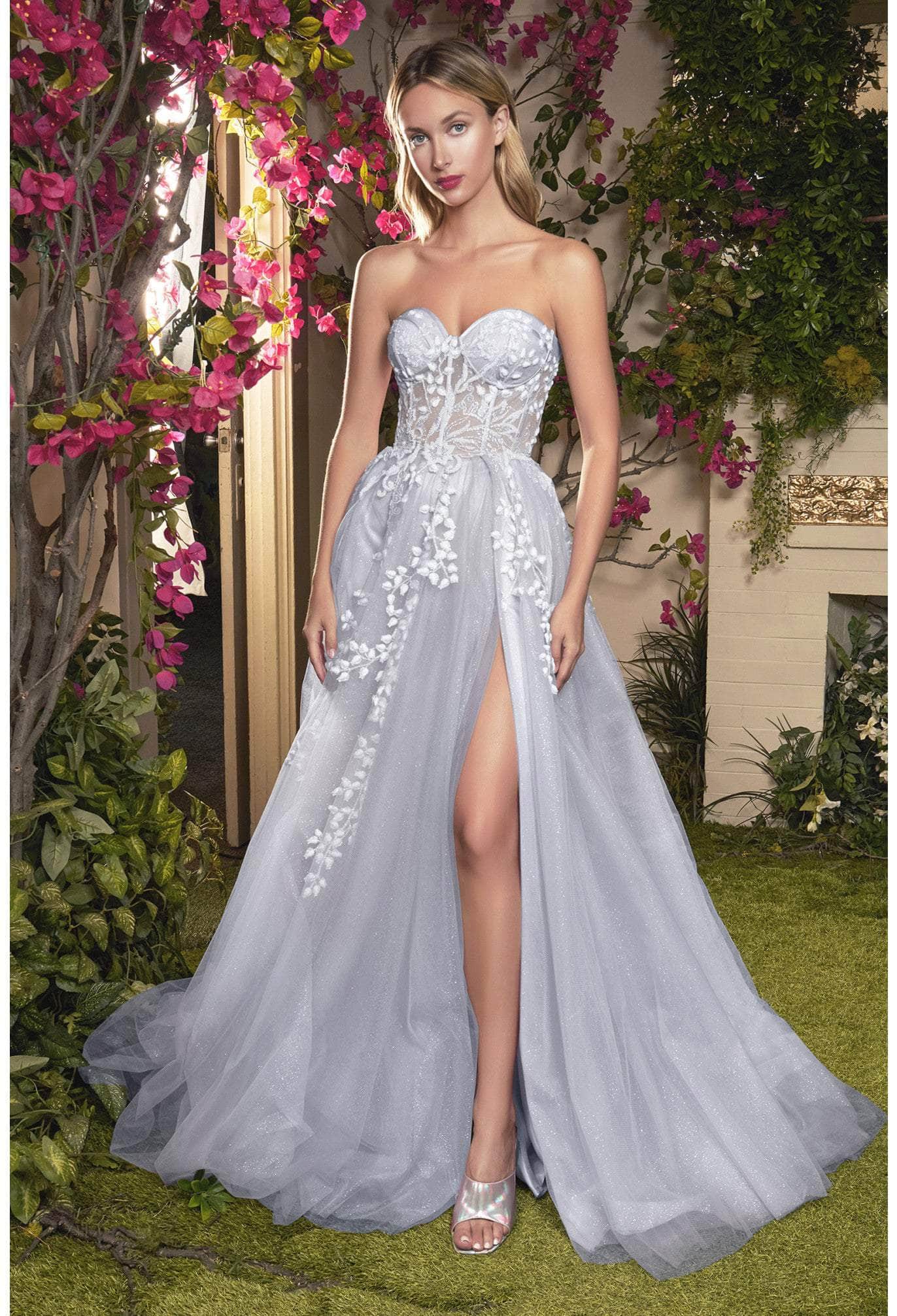 Andrea and Leo - A1029 Strapless Corseted Tulle Simple Prom Gown