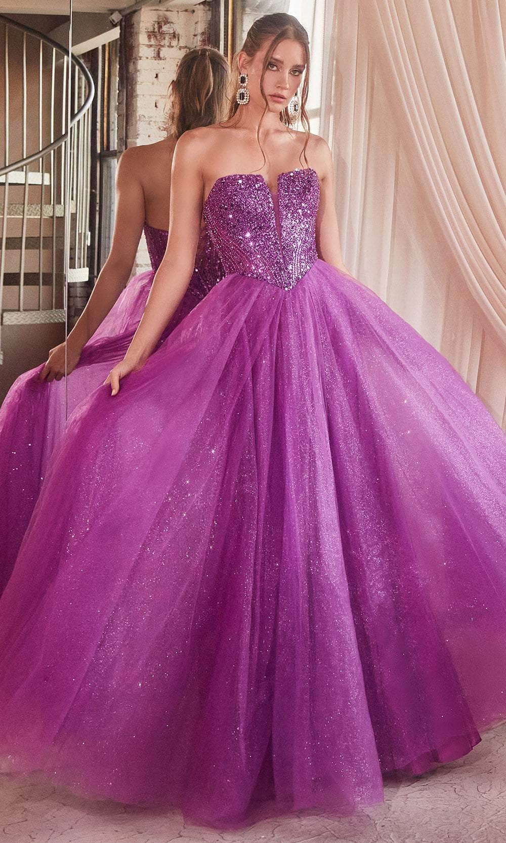 Ladivine CD0217 - Plunging V-Neck Basque Prom Gown
