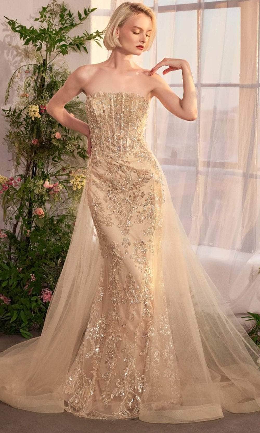 Andrea and Leo A1365 - Strapless Tulle Overskirt Evening Gown