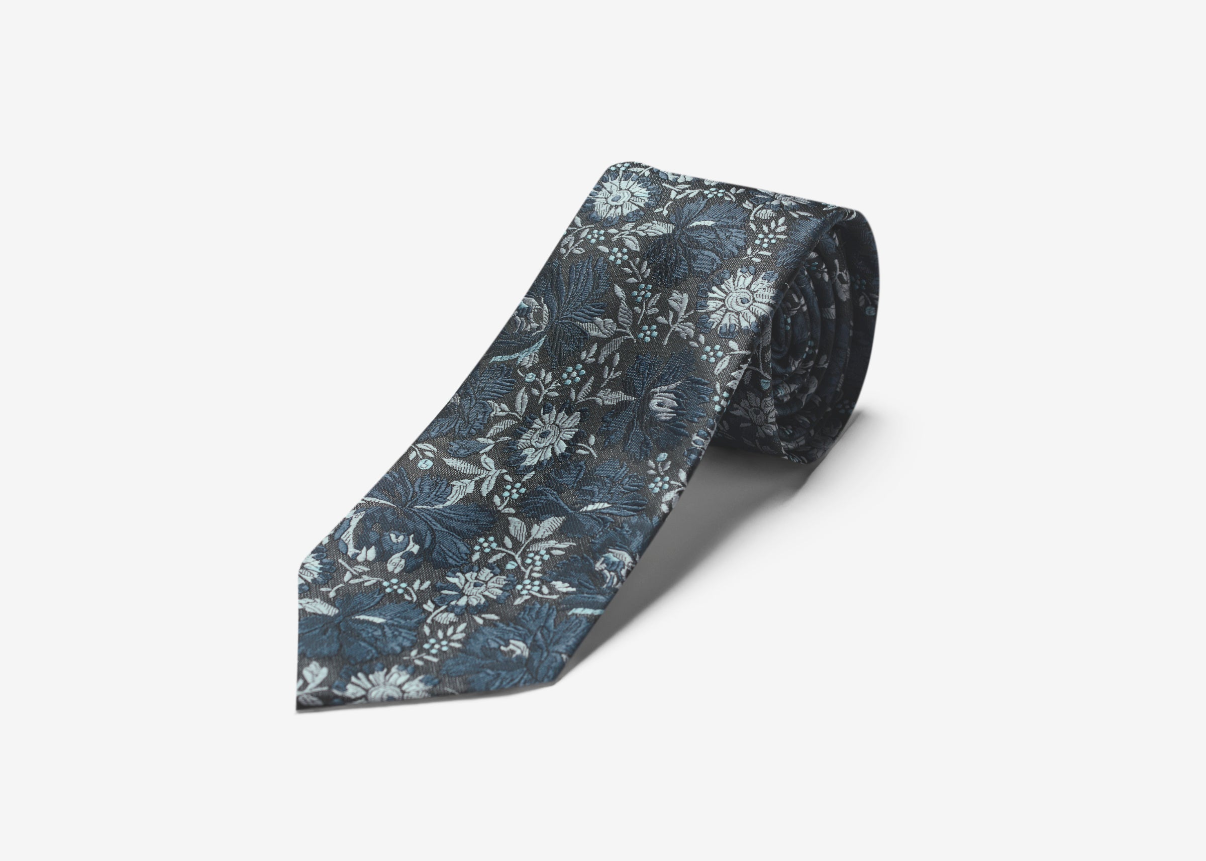Mid Gray Floral Long Tie