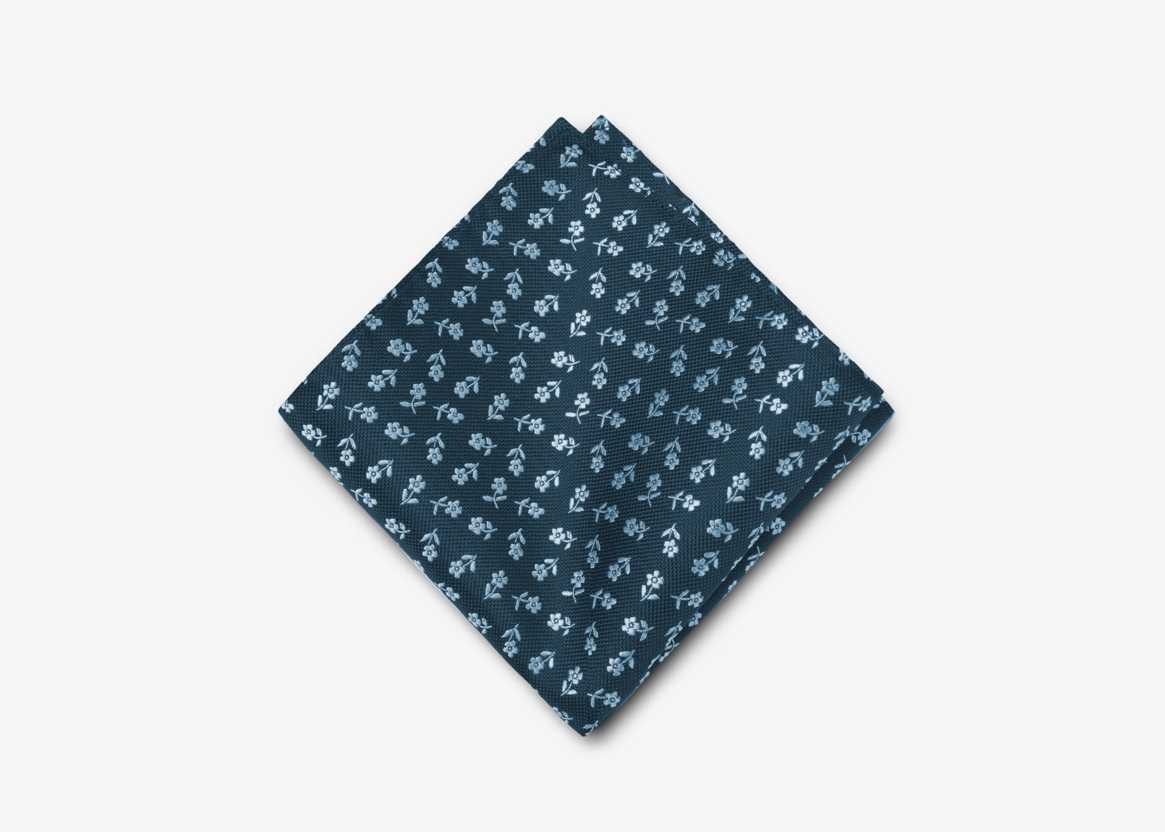 Navy Single Flower Pocket Square