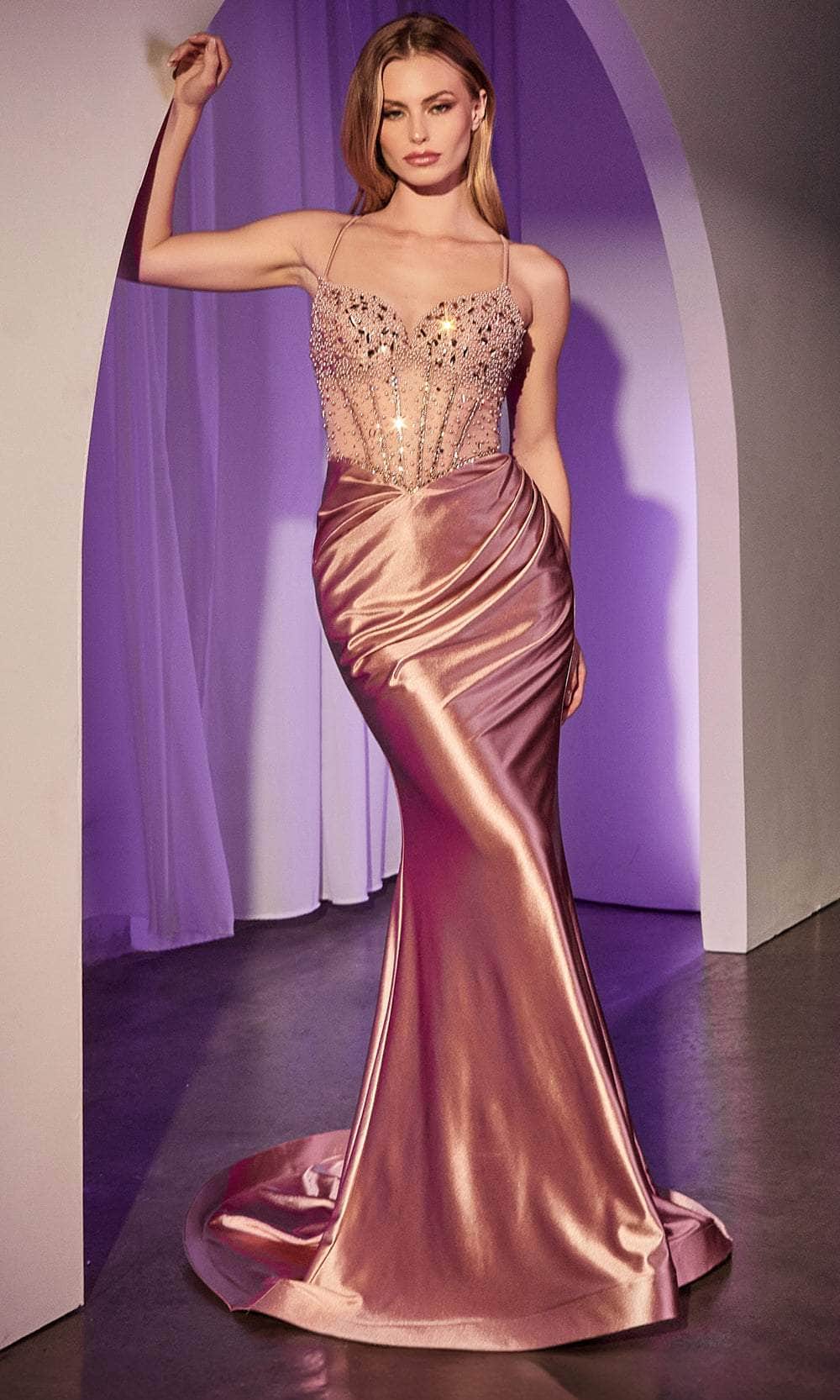 Ladivine CC8884 - Sleeveless Rhinestone Embellished Prom Gown