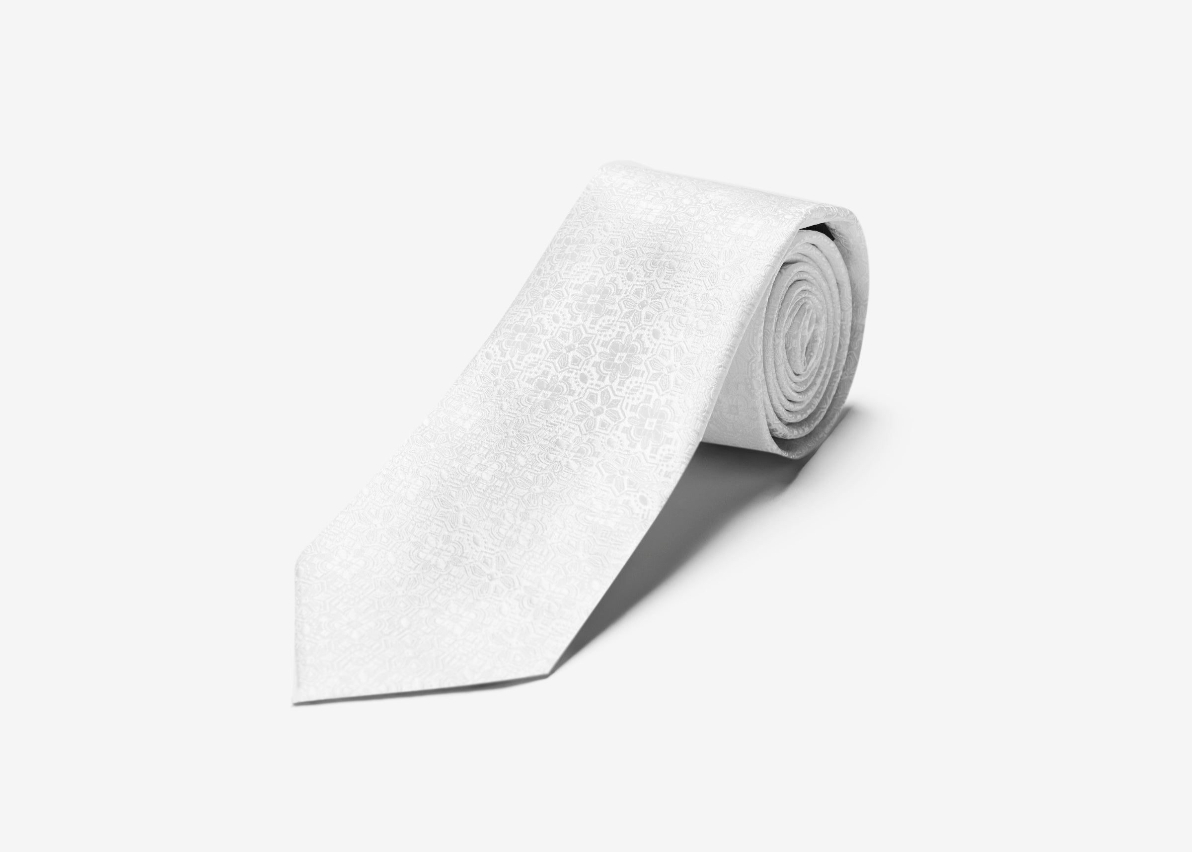White Diamond Floral Long Tie