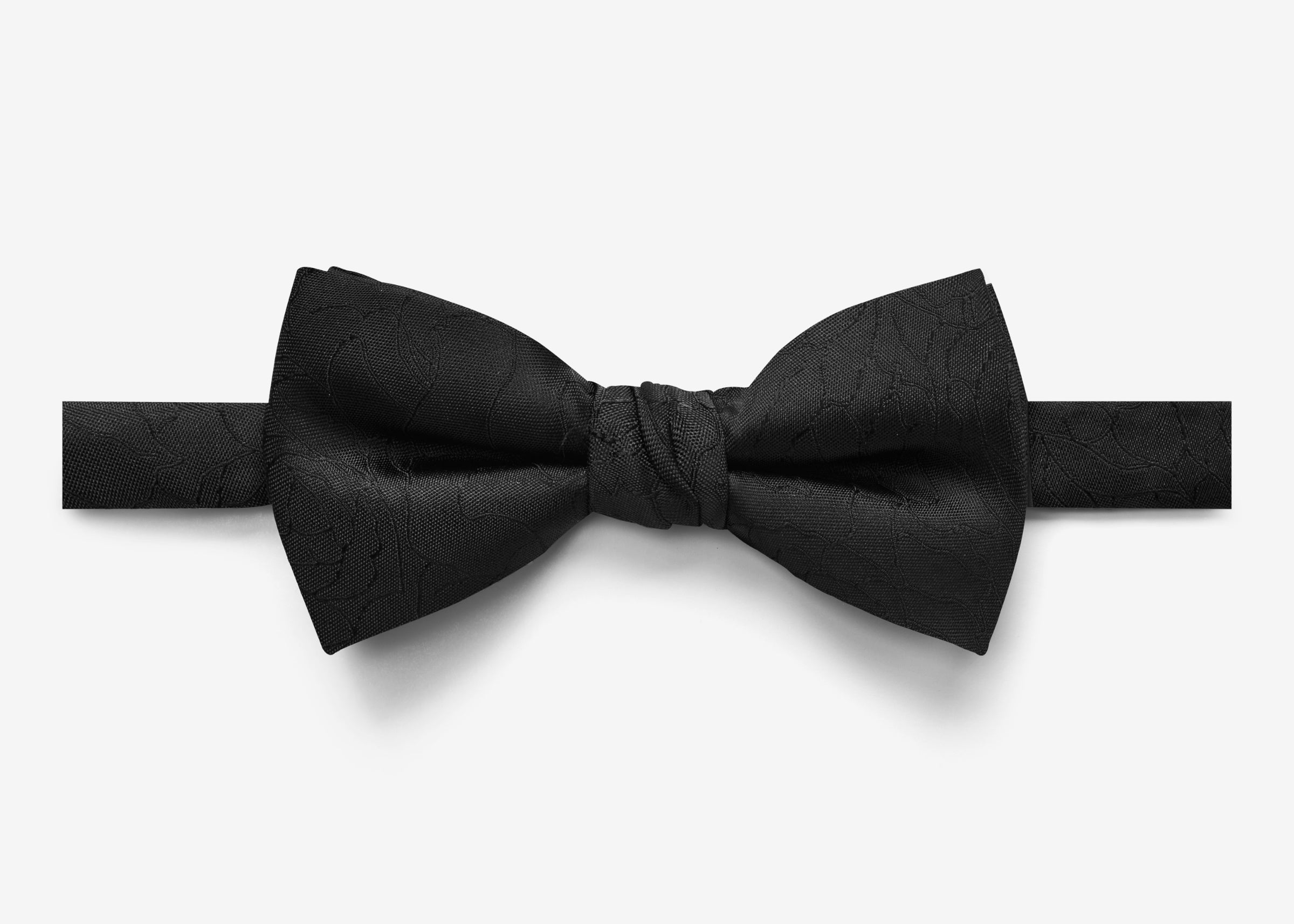 Black Wavy Floral Bow Tie
