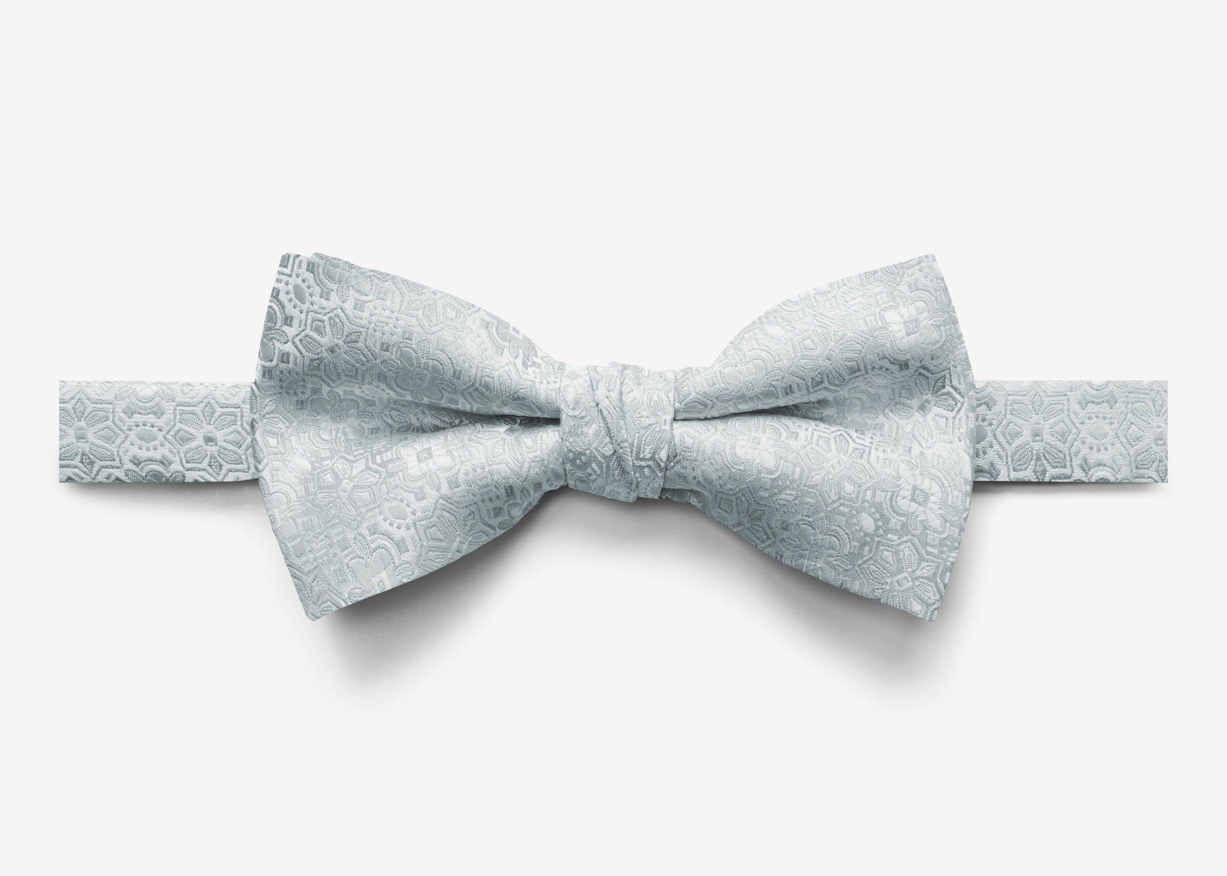Silver Diamond Floral Bow Tie
