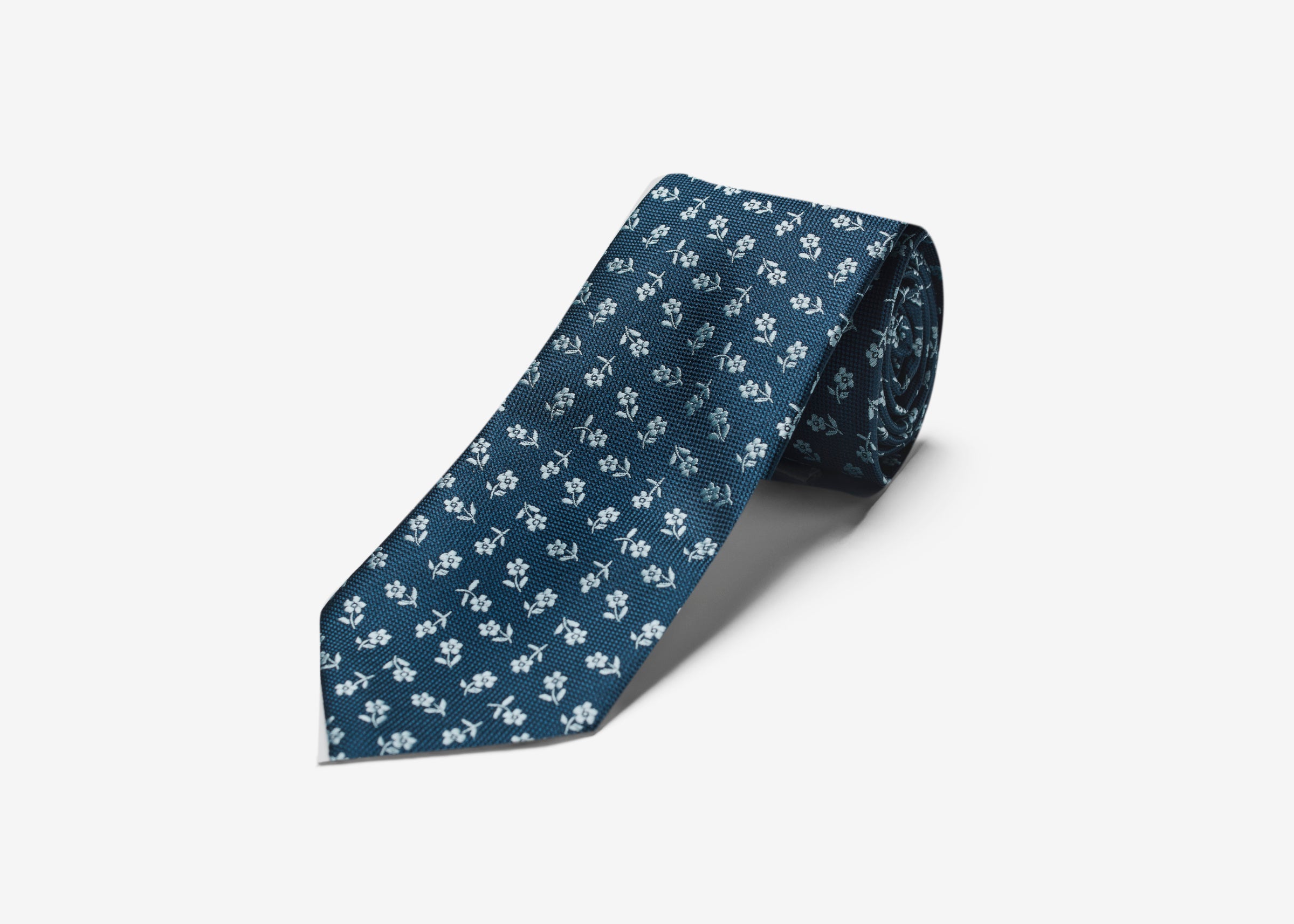 Navy Single Flower Long Tie