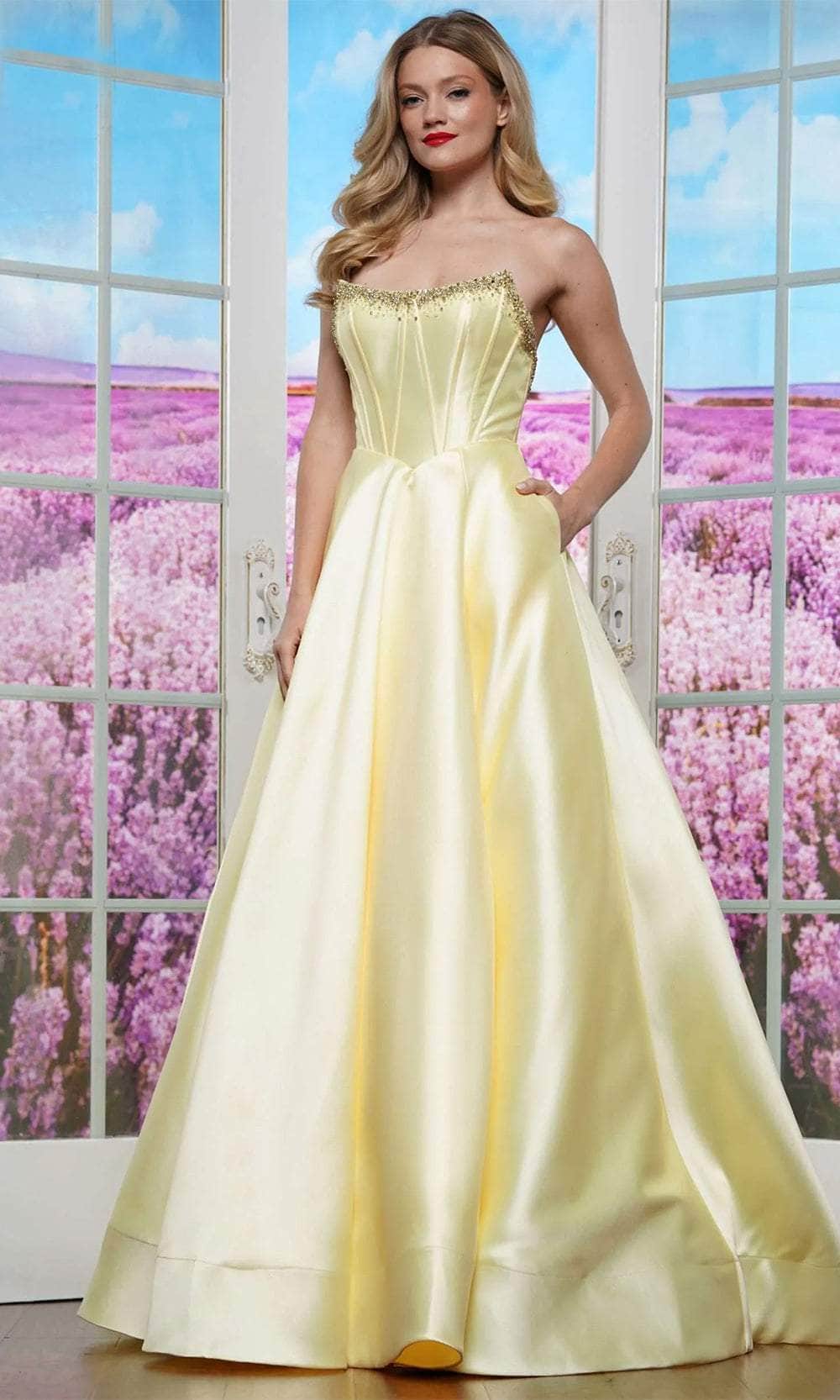 Colors Dress 3478 - Scoop Neck Mikado Prom Dress