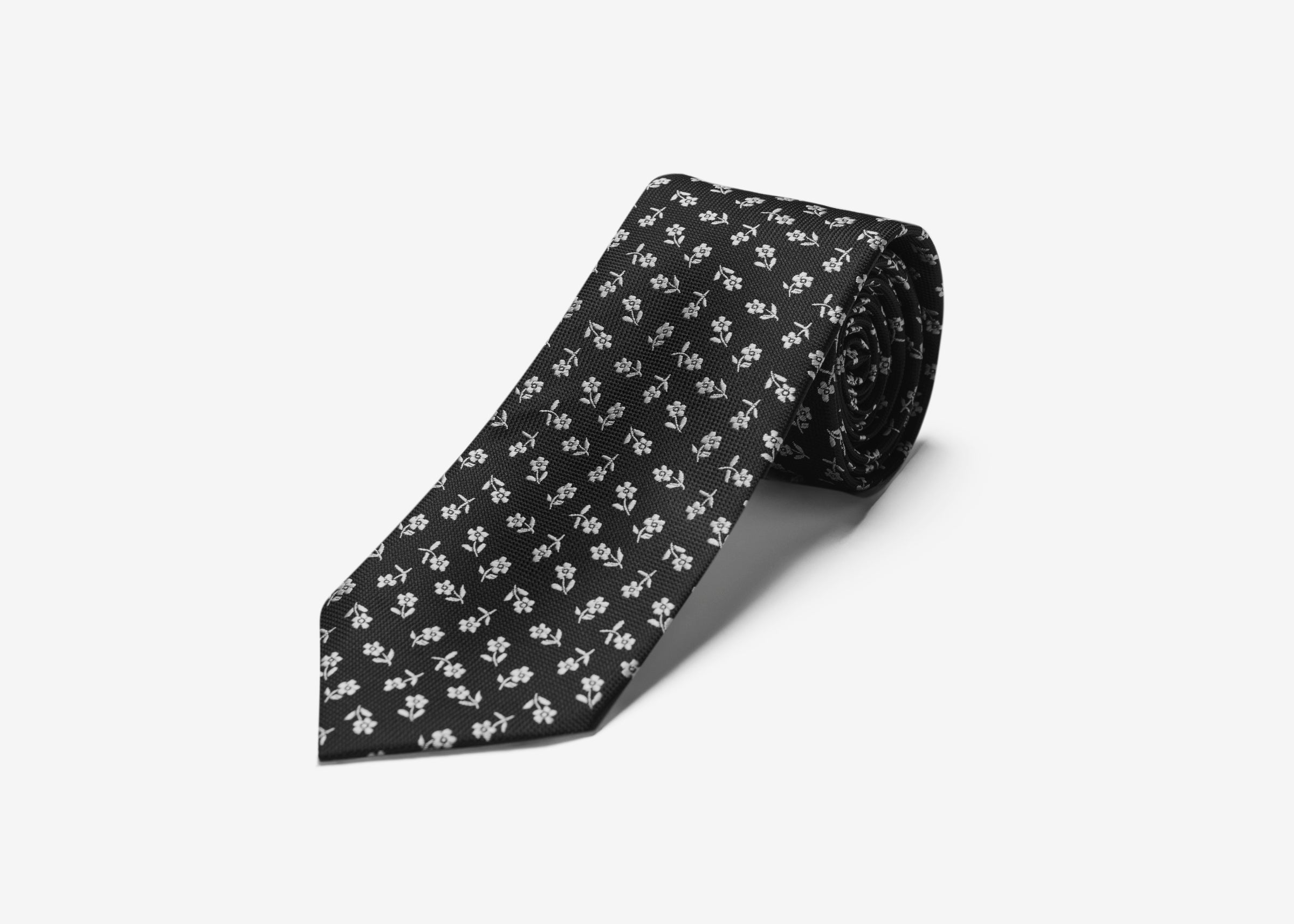 Black Single Flower Long Tie