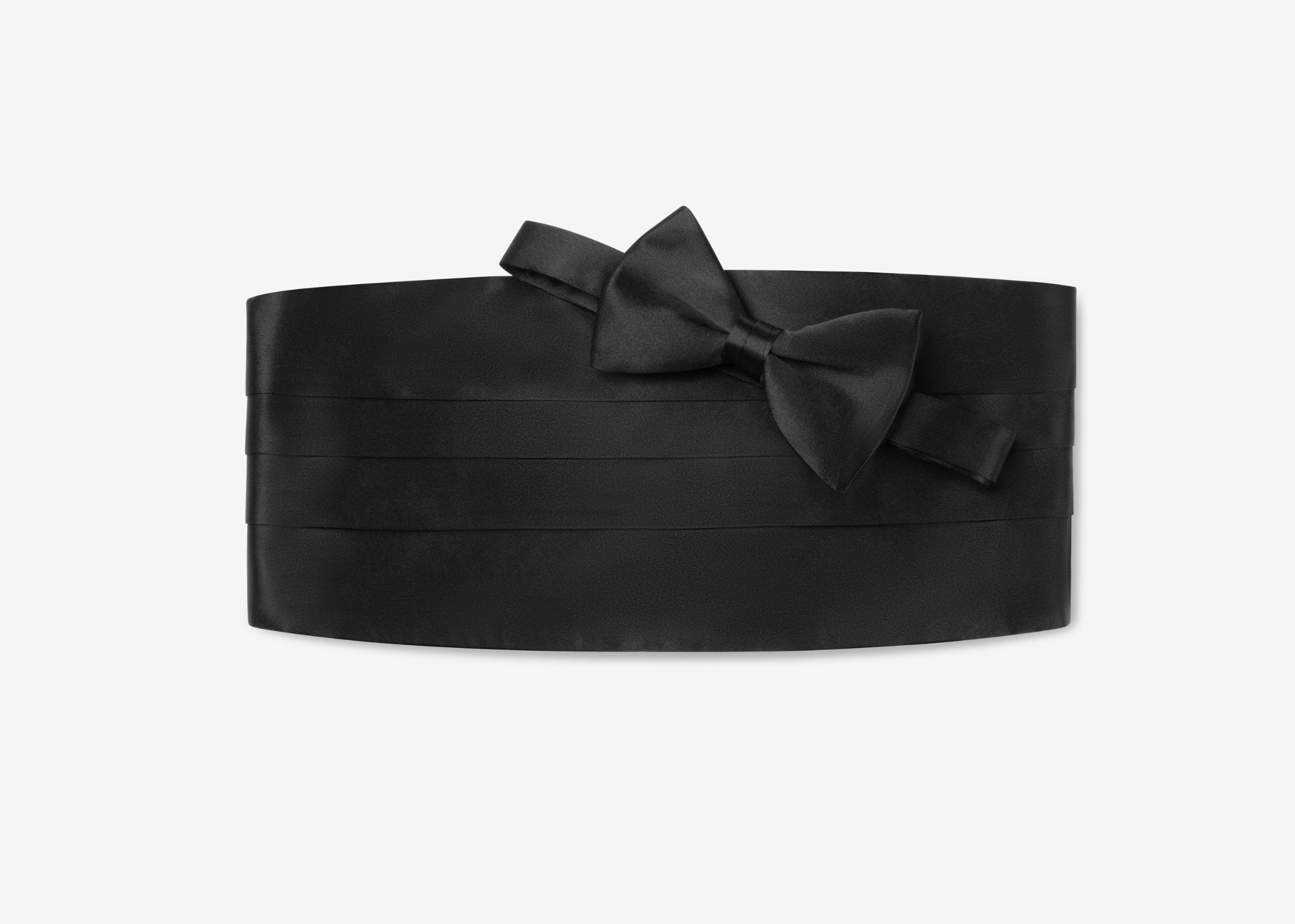 Black Silk Cummerbund and Bow Tie Set