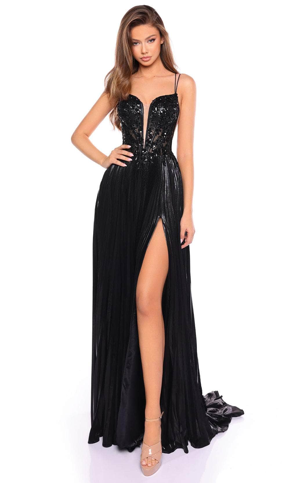Amarra 88113 - Plunging Neck A-Line Prom Gown