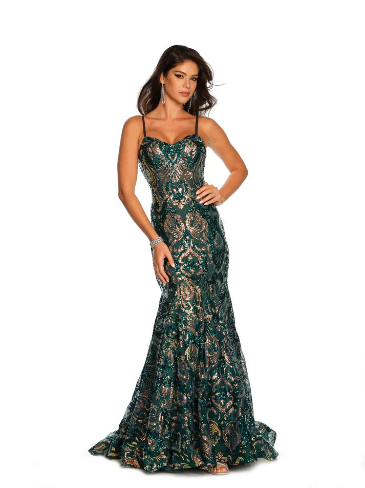 Dave & Johnny 11225 - Sweetheart Embroidered Sequin Prom Gown